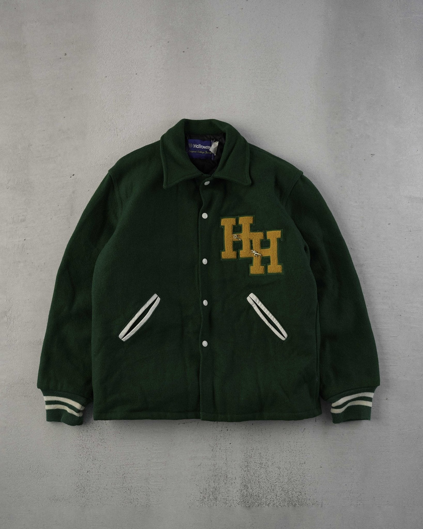 Vintage 80s Pine Green H&H Varsity Jacket (L)