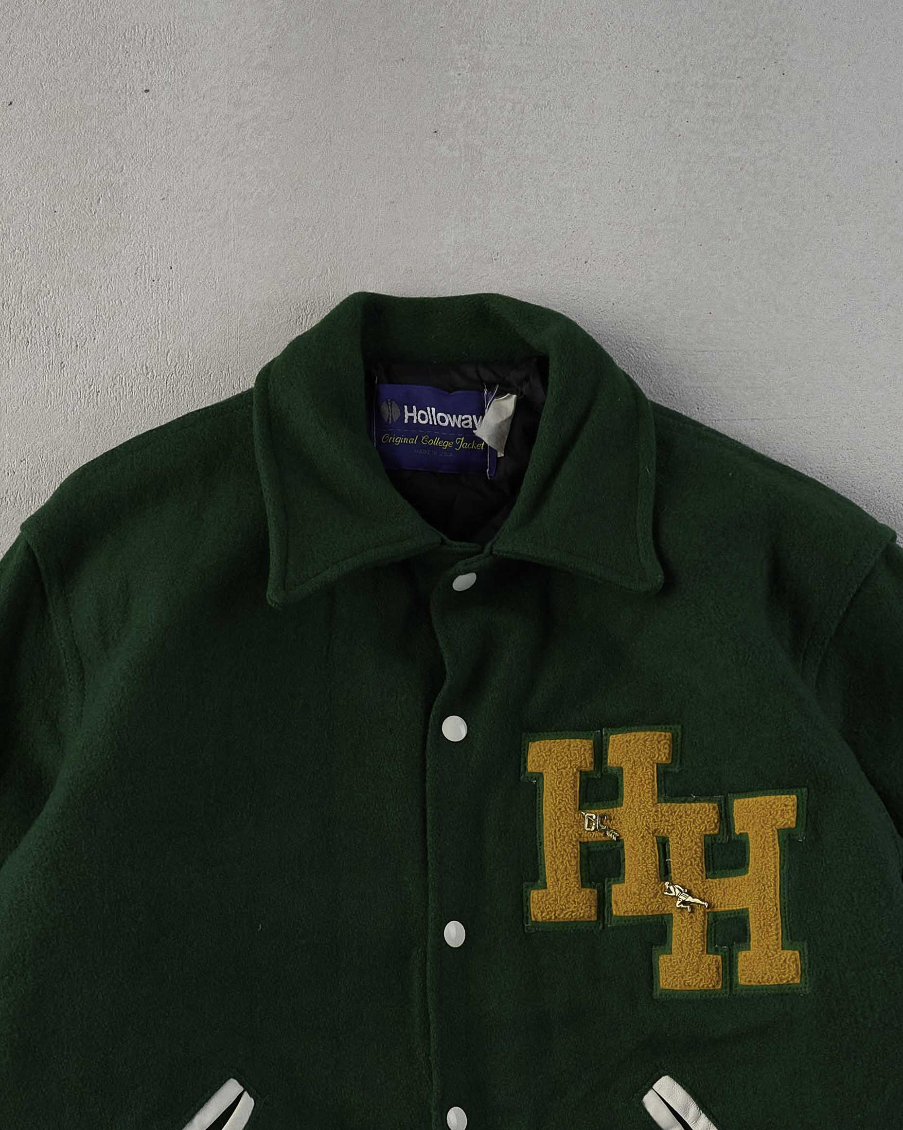 Vintage 80s Pine Green H&H Varsity Jacket (L)
