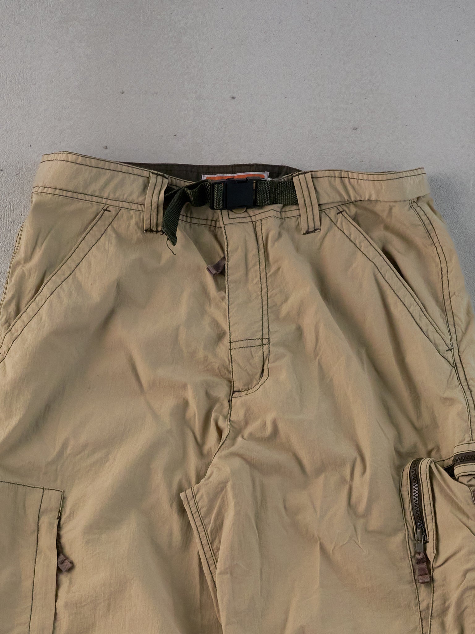 Vintage Y2k Beige P.tek Utility Dungeree Nylon Cargo Pants (34x32)