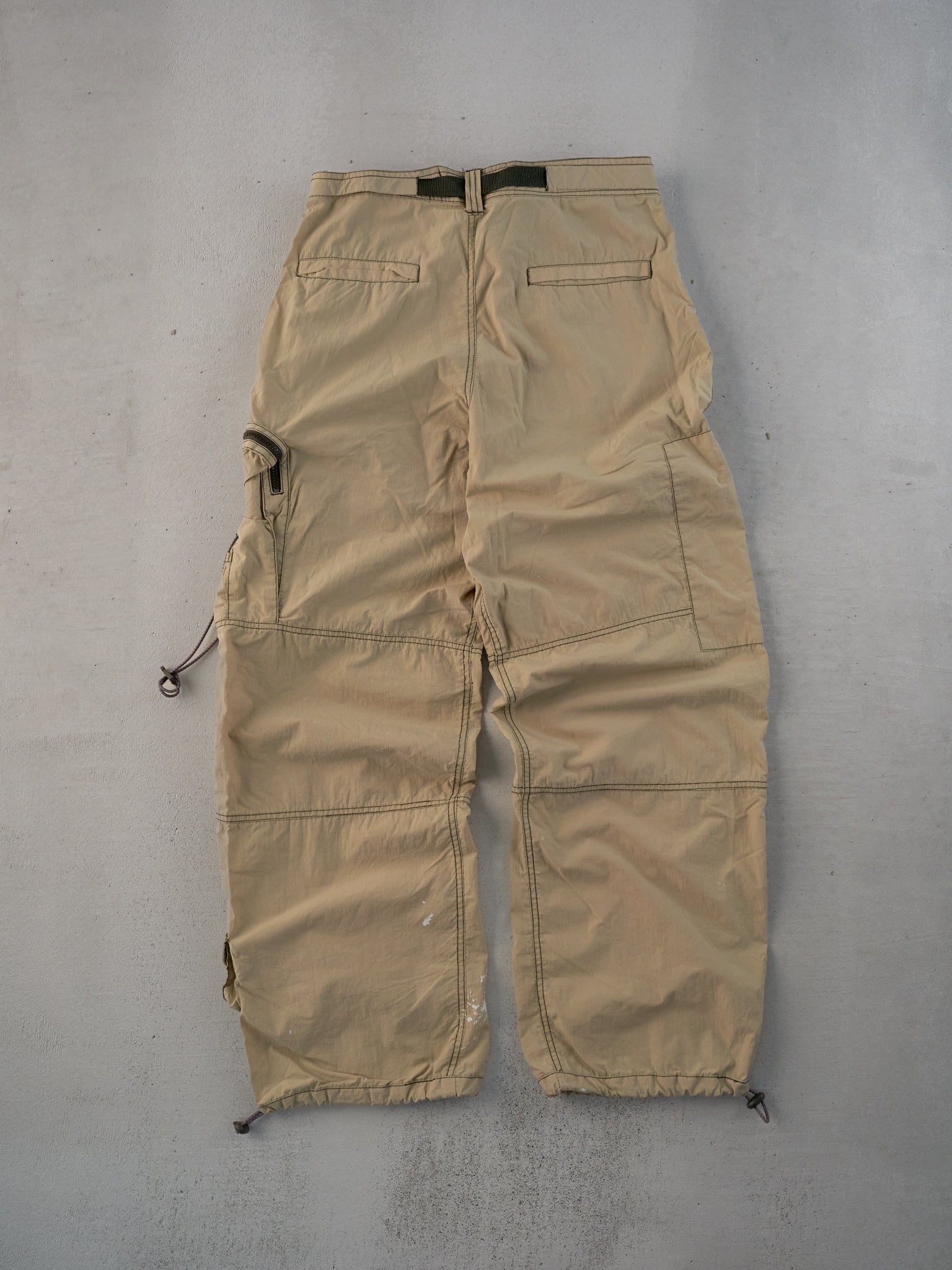 Vintage Y2k Beige P.tek Utility Dungeree Nylon Cargo Pants (34x32)