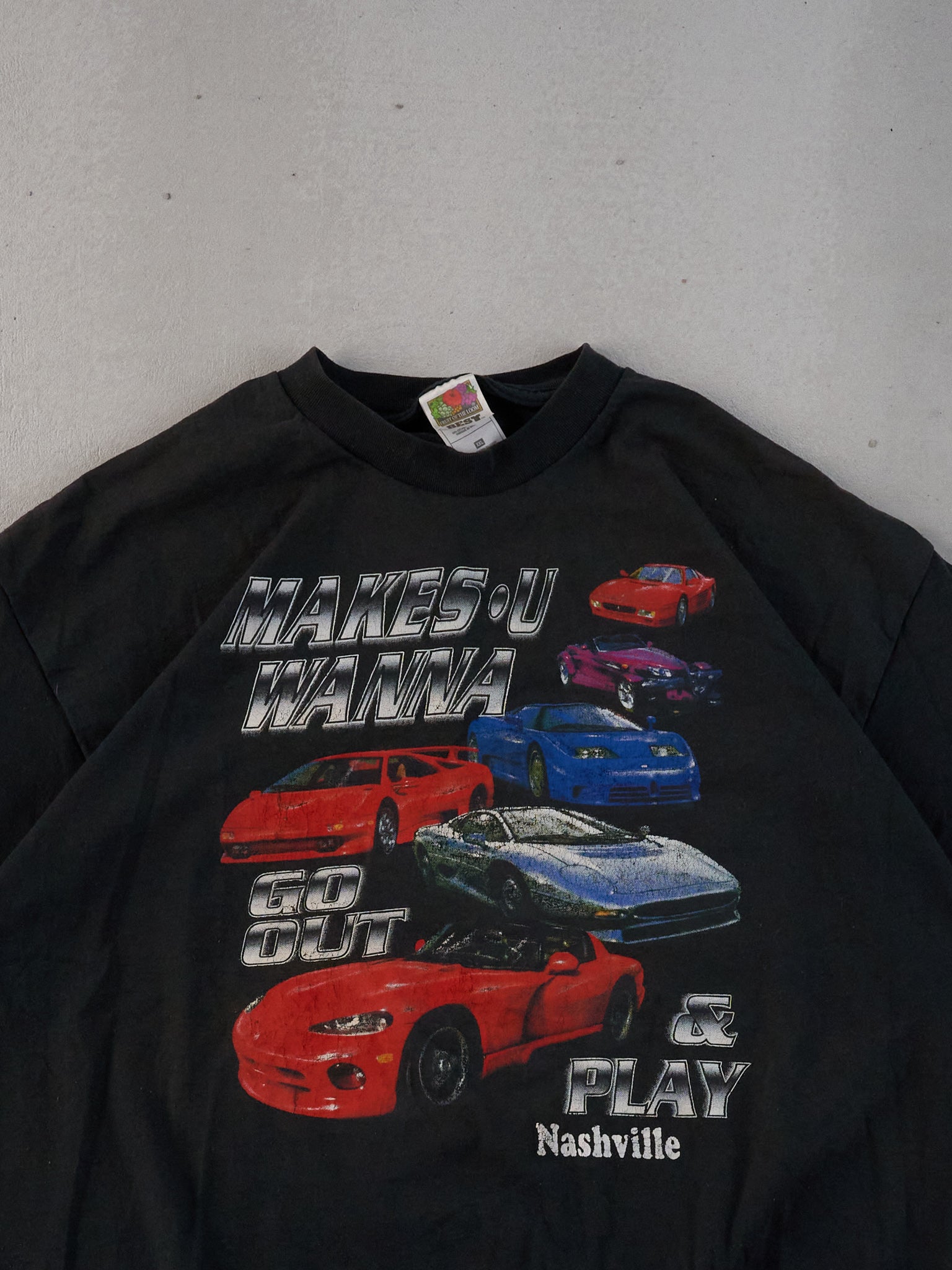 Vintage 90s Black Nashville Racing Graphic Tee (L)