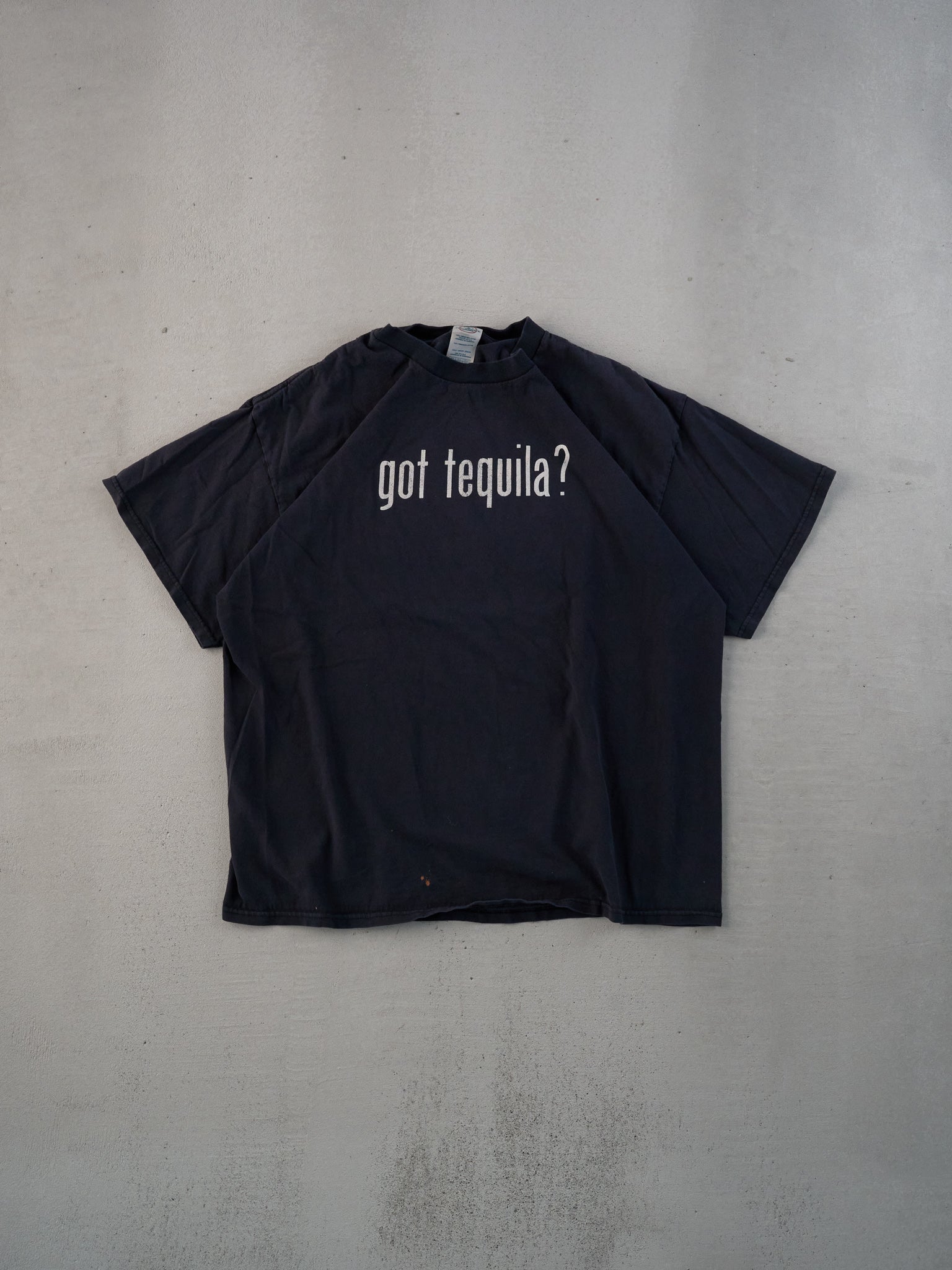 Vintage 90s Washed Black "got tequila?" Graphic Tee (M/L)