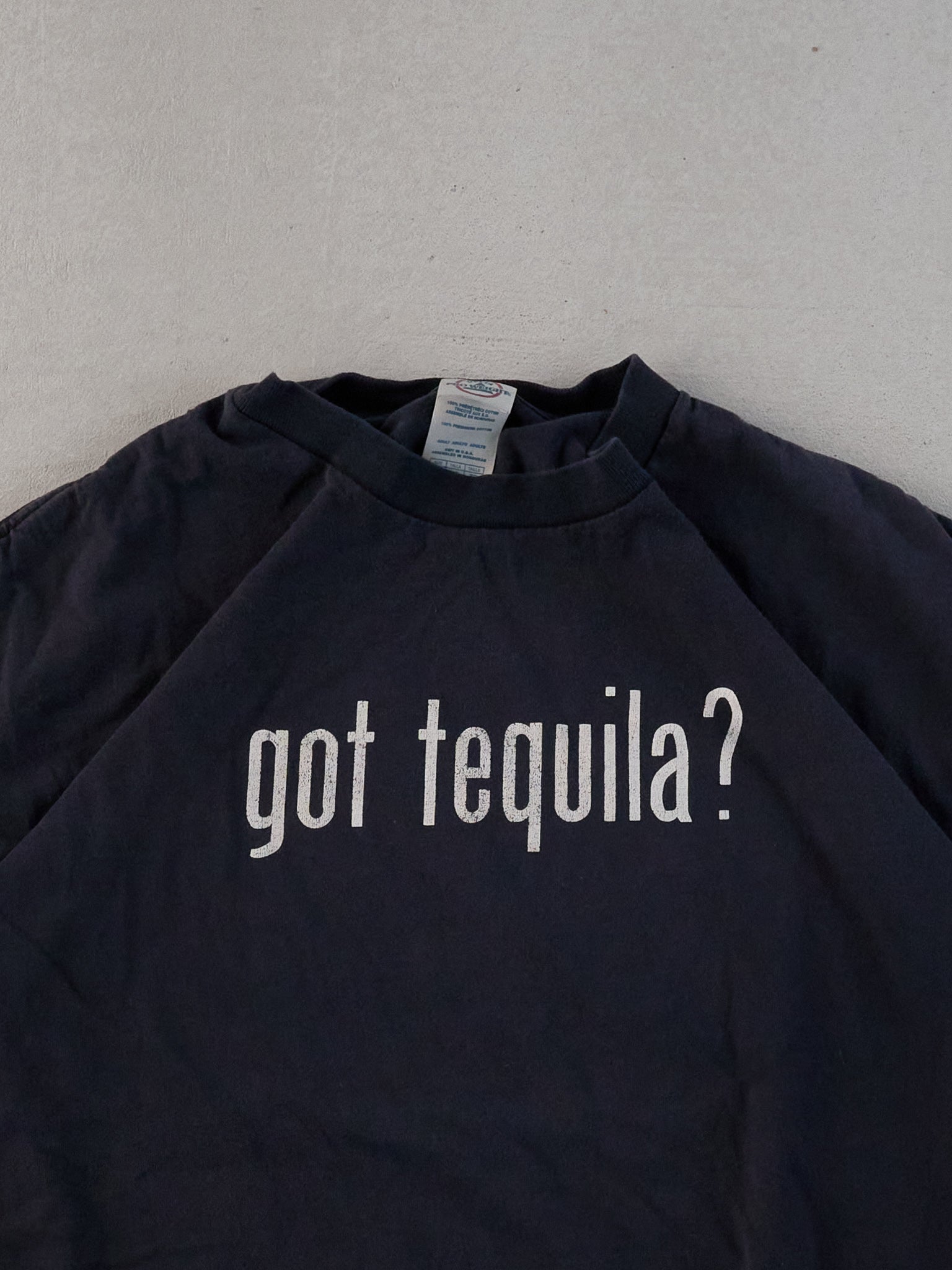 Vintage 90s Washed Black "got tequila?" Graphic Tee (M/L)
