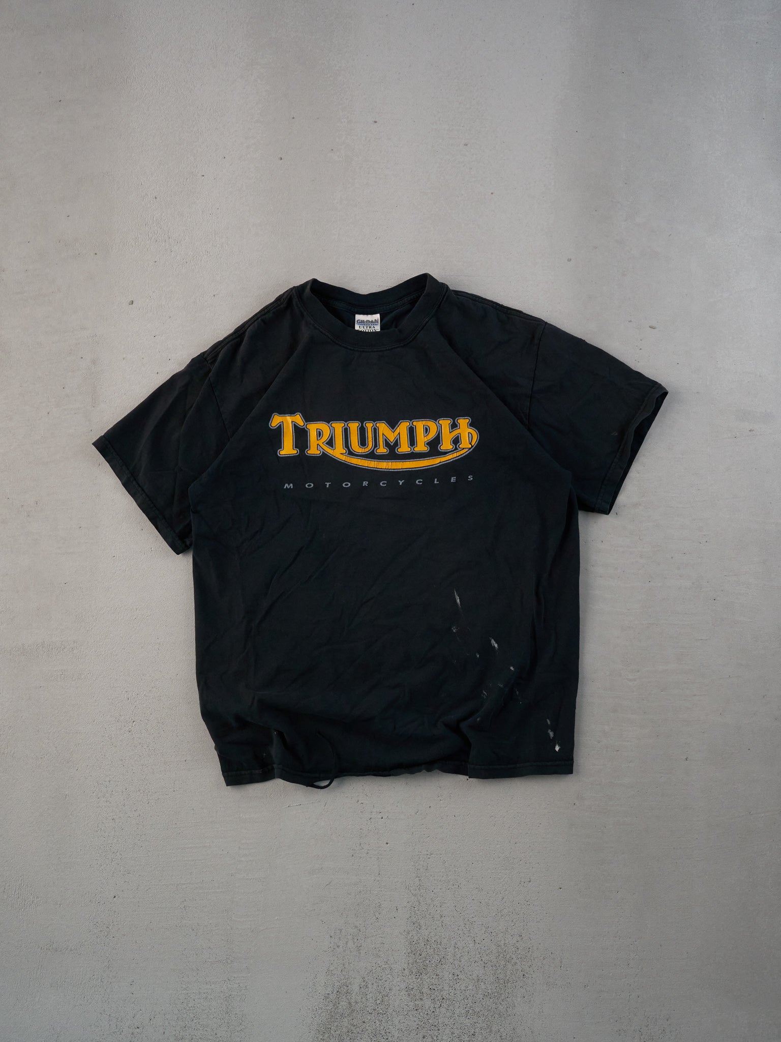 Vintage Black Triumph Motorcycle Niagara Falls Graphic Tee (M)