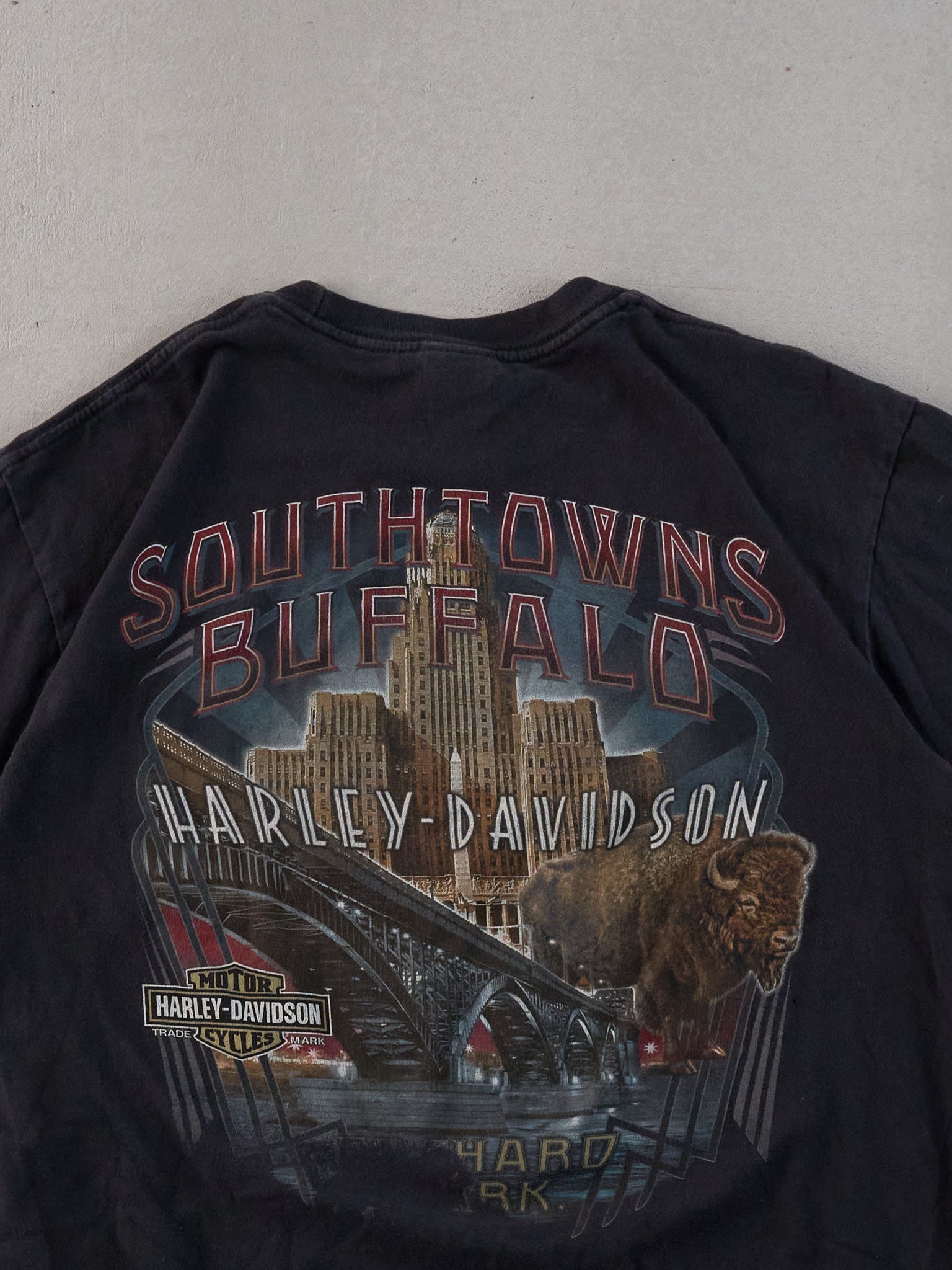 Vintage Y2k Black Harley Davidson Buffalo Graphic Tee (M)