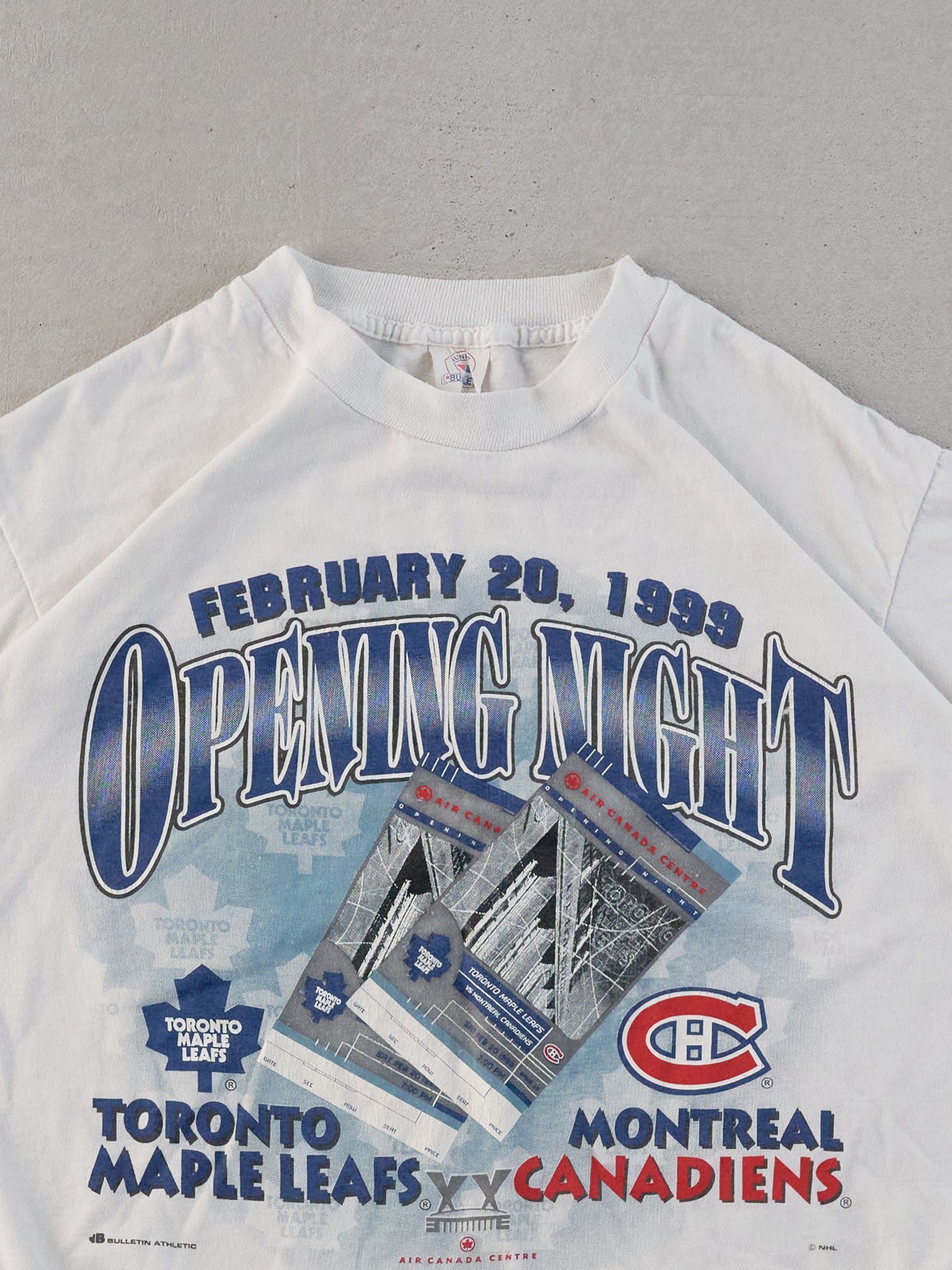 Vintage 99' White Single Stitched Leafs VS Canadiens NHL Tee (S)