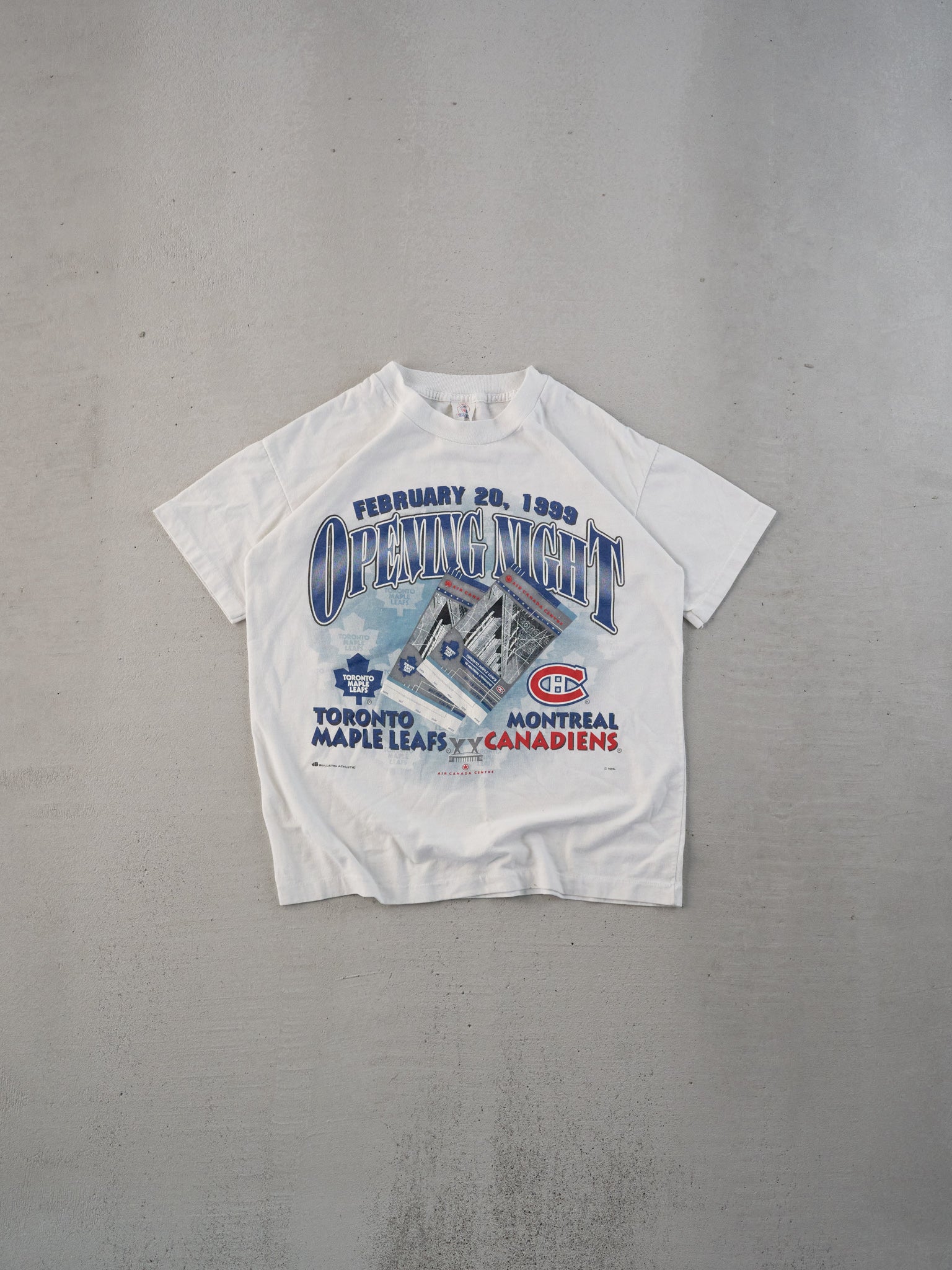Vintage 99' White Single Stitched Leafs VS Canadiens NHL Tee (S)