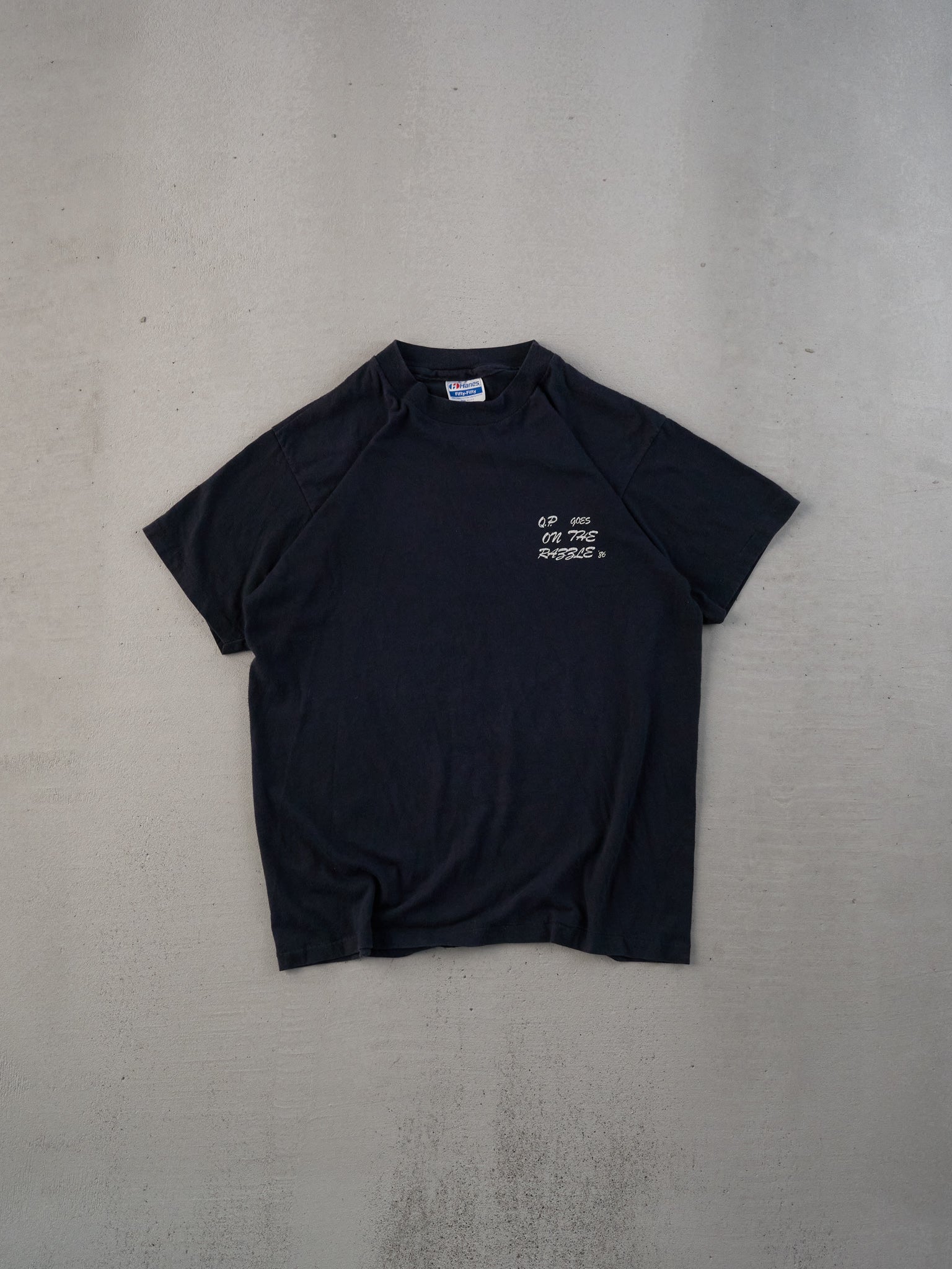 Vintage 86' Black Single Stitched QP Goes On The Rabble Tee (S)