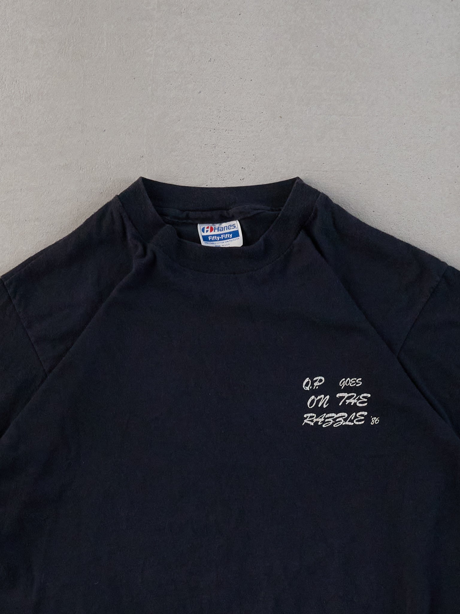 Vintage 86' Black Single Stitched QP Goes On The Rabble Tee (S)