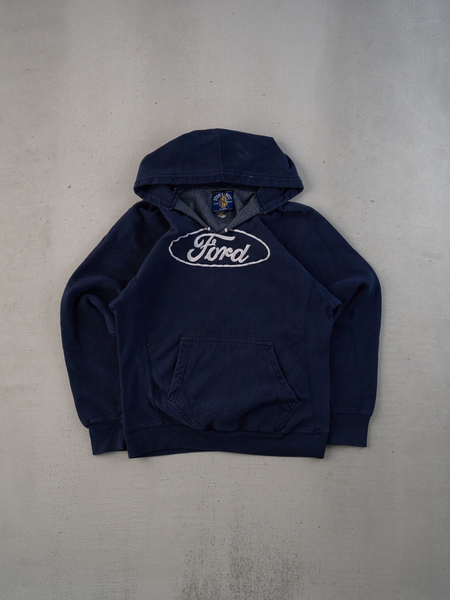 Vintage 90s Navy Blue Ford Embroidery Hoodie (M)