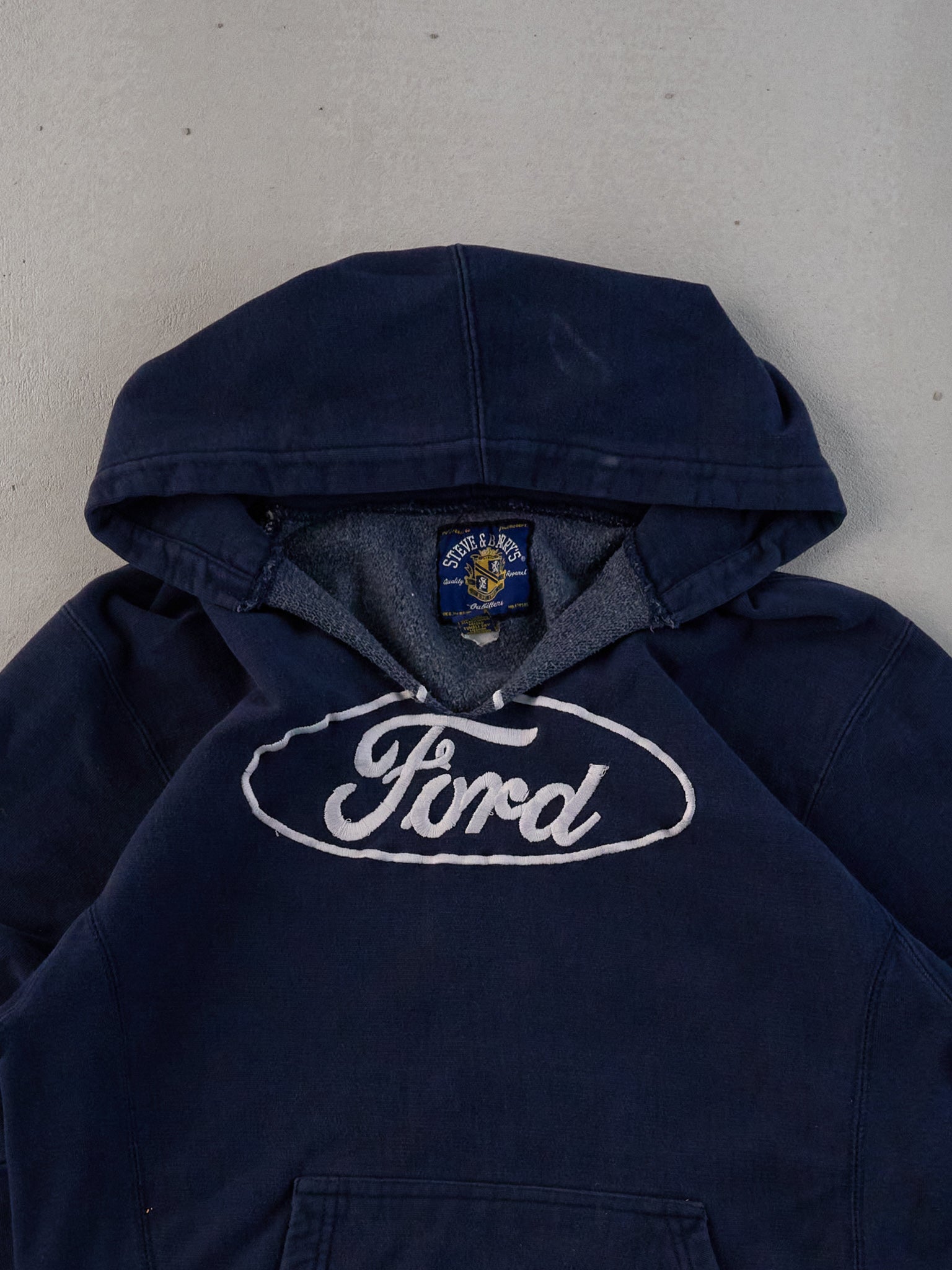 Vintage 90s Navy Blue Ford Embroidery Hoodie (M)