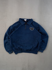 Vintage 90s Washed Blue University Of Guelph Collared 1/4 Zip (L)