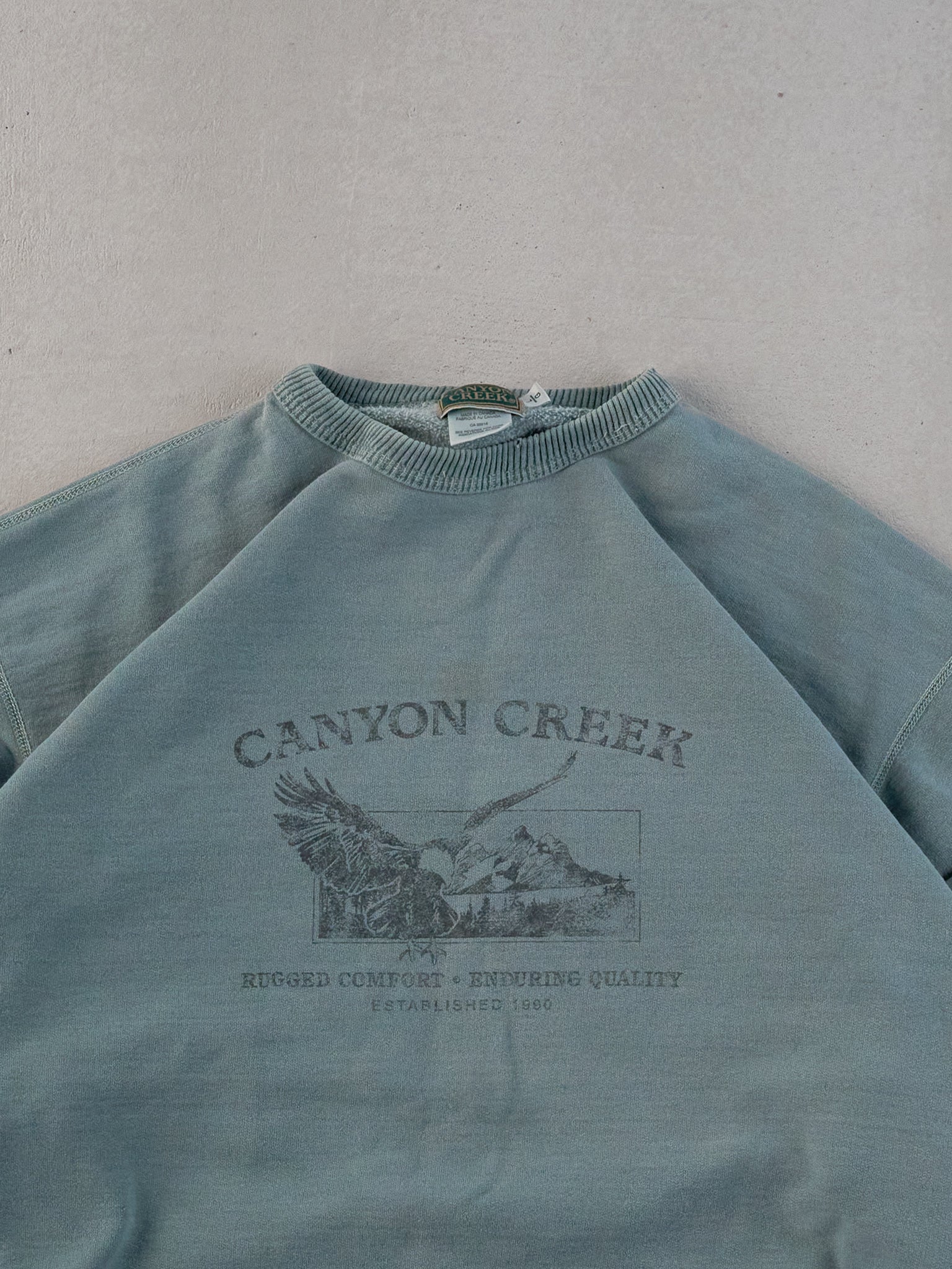 Vintage 90s Washed Mint Canyon Creek Graphic Crewneck (L)