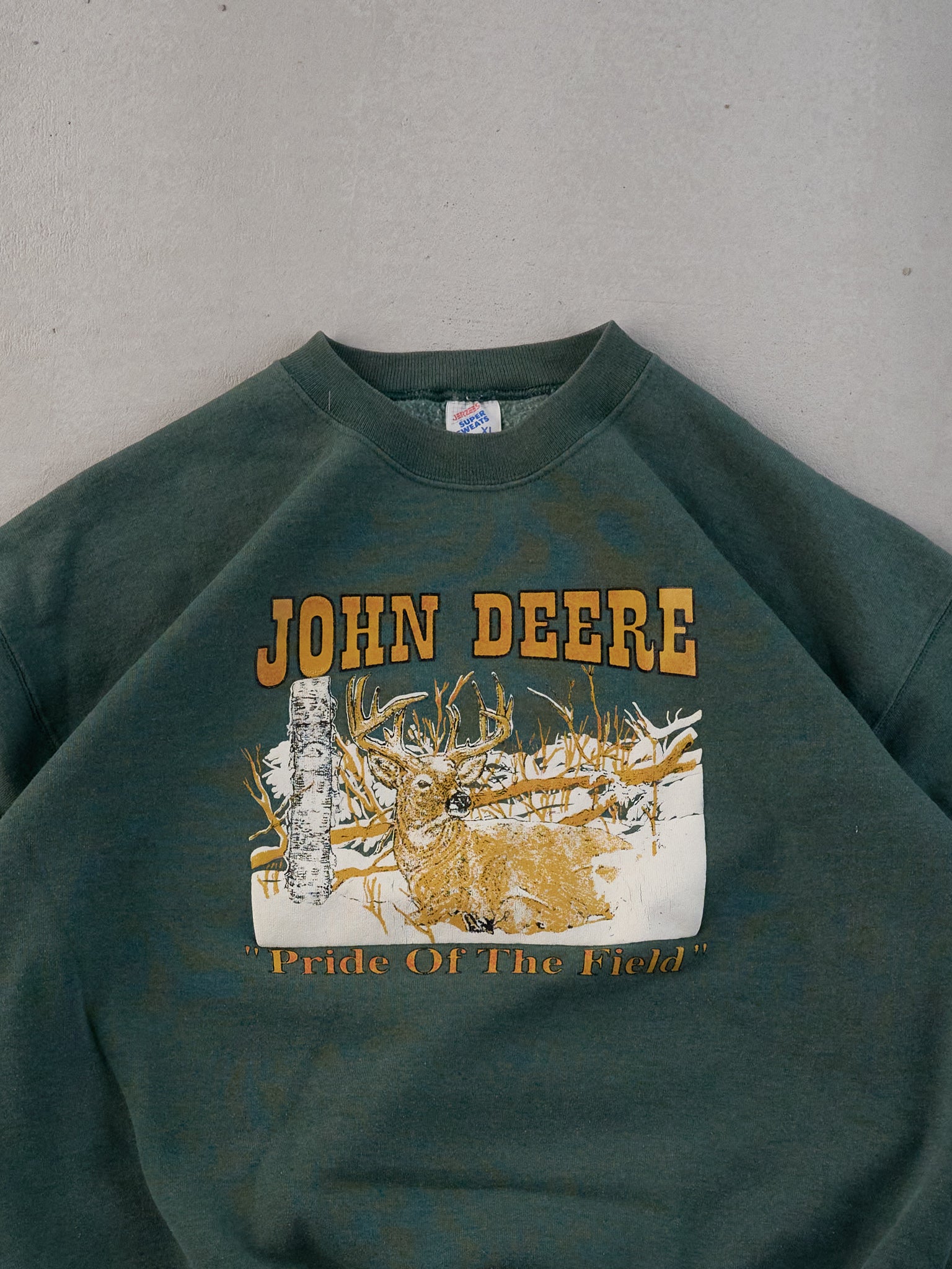 Vintage 90s Rare Pine Green John Deere Graphic Crewneck (L)