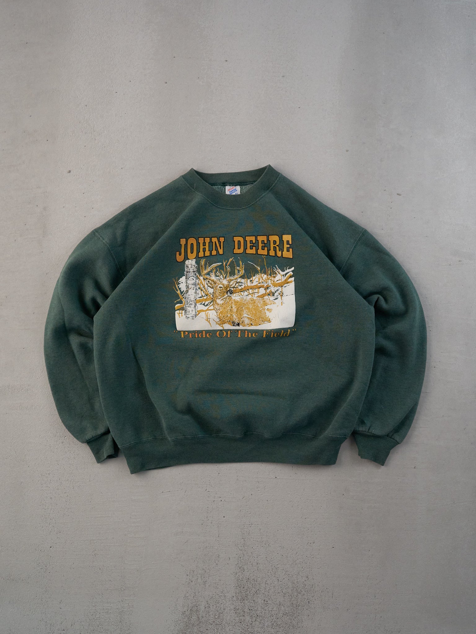 Vintage 90s Rare Pine Green John Deere Graphic Crewneck (L)