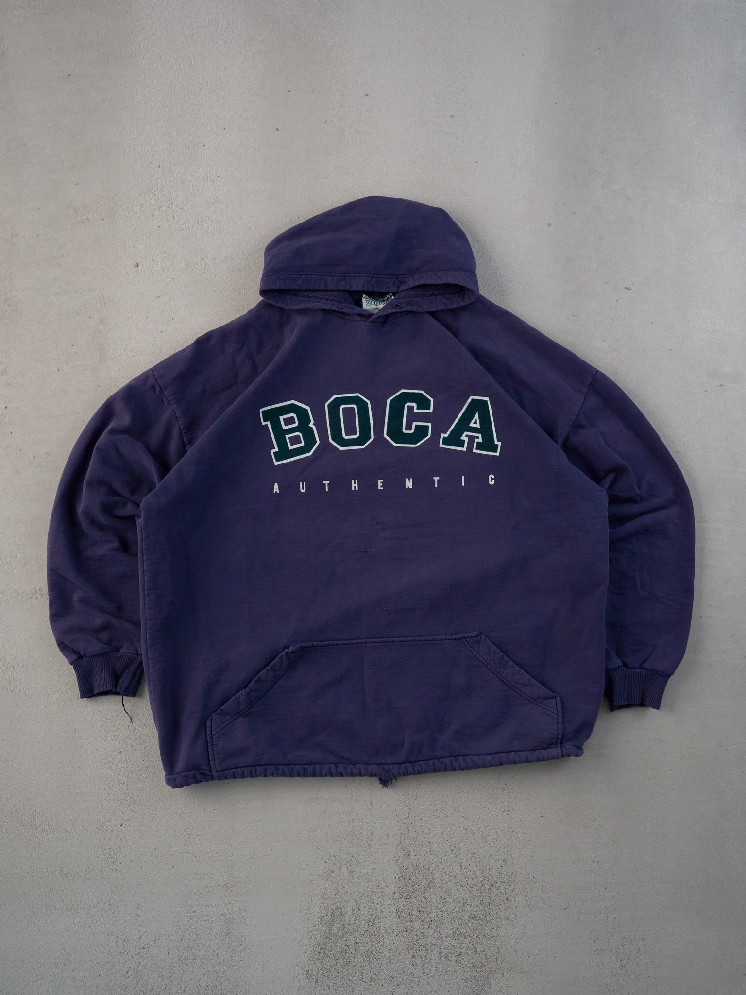 Vintage 90s Faded Navy BOCA Authentic Hoodie (L)