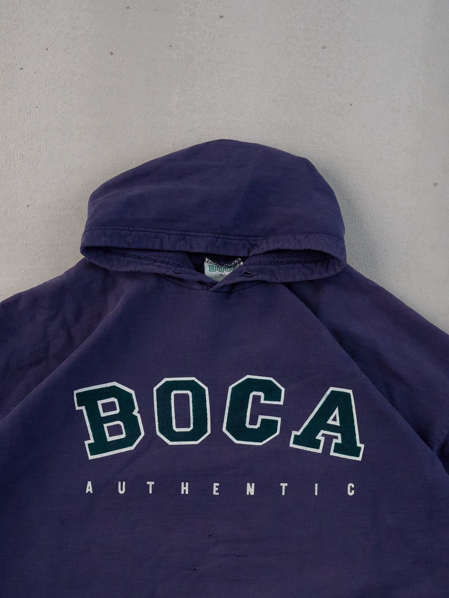 Vintage 90s Faded Navy BOCA Authentic Hoodie (L)