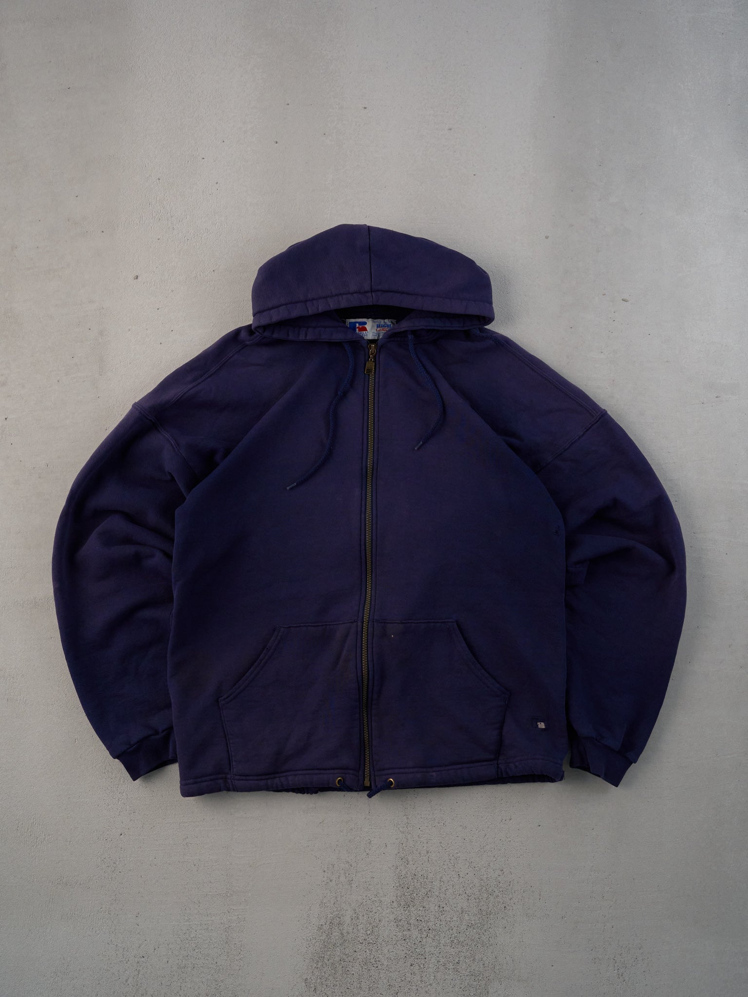 Vintage 90s Navy Blue Russell Athletics Blank Zip Up (M)