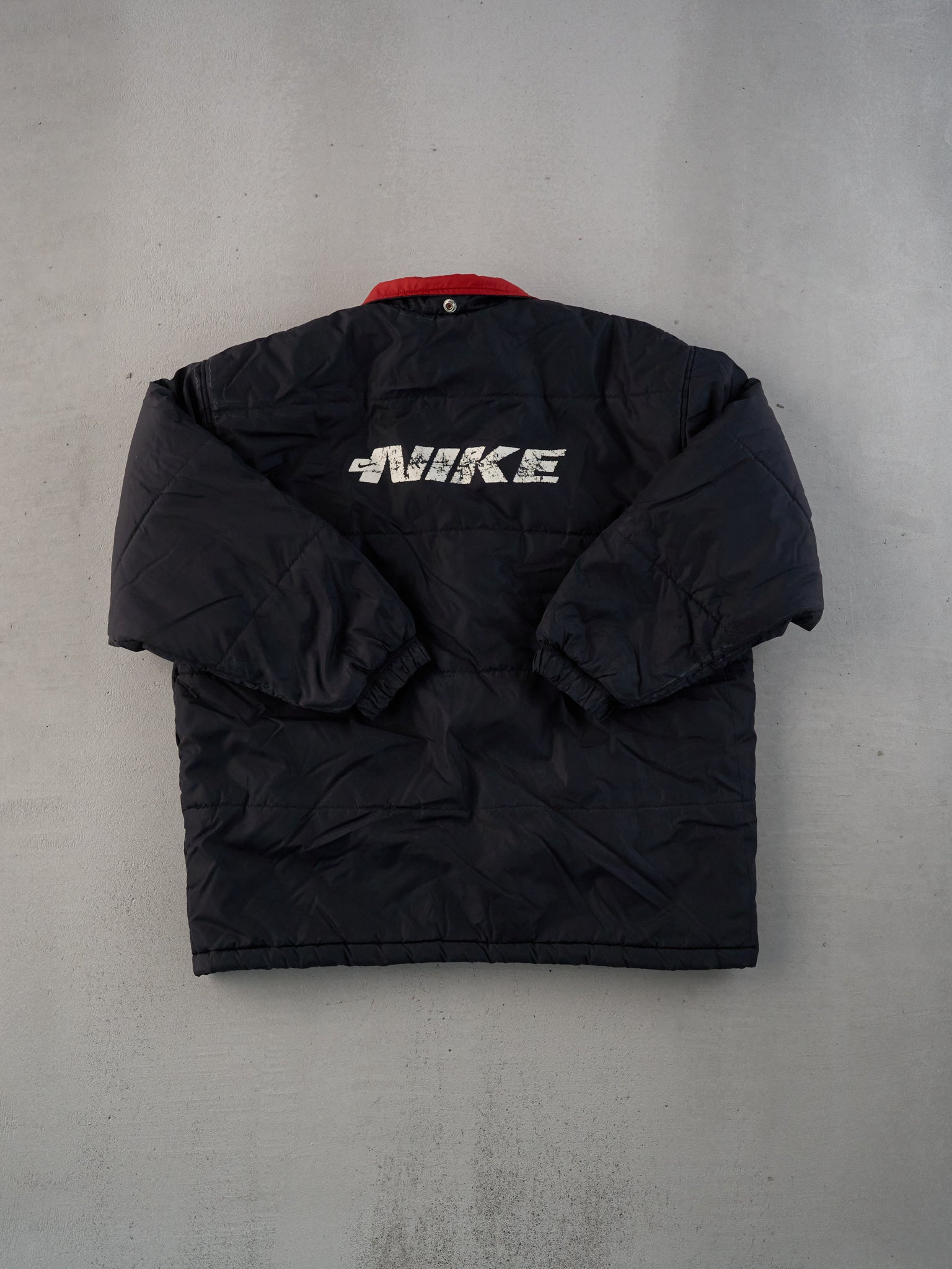 Vintage Y2k Black and Red Nike Puffer Jacket (L)