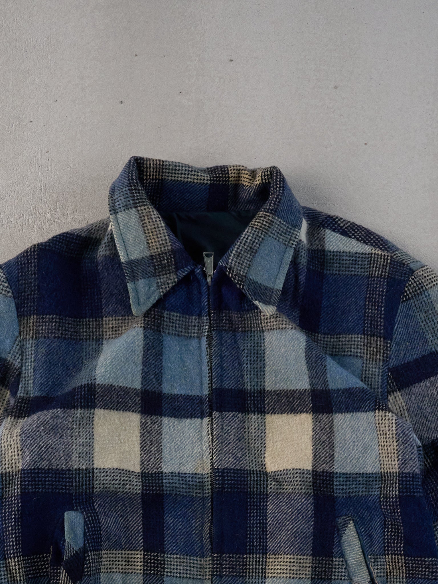 Vintage 90s Blue Flannel Collared Jacket (M/L)