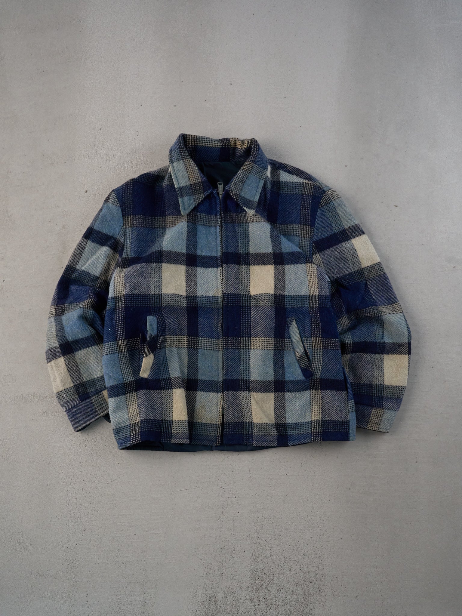 Vintage 90s Blue Flannel Collared Jacket (M/L)