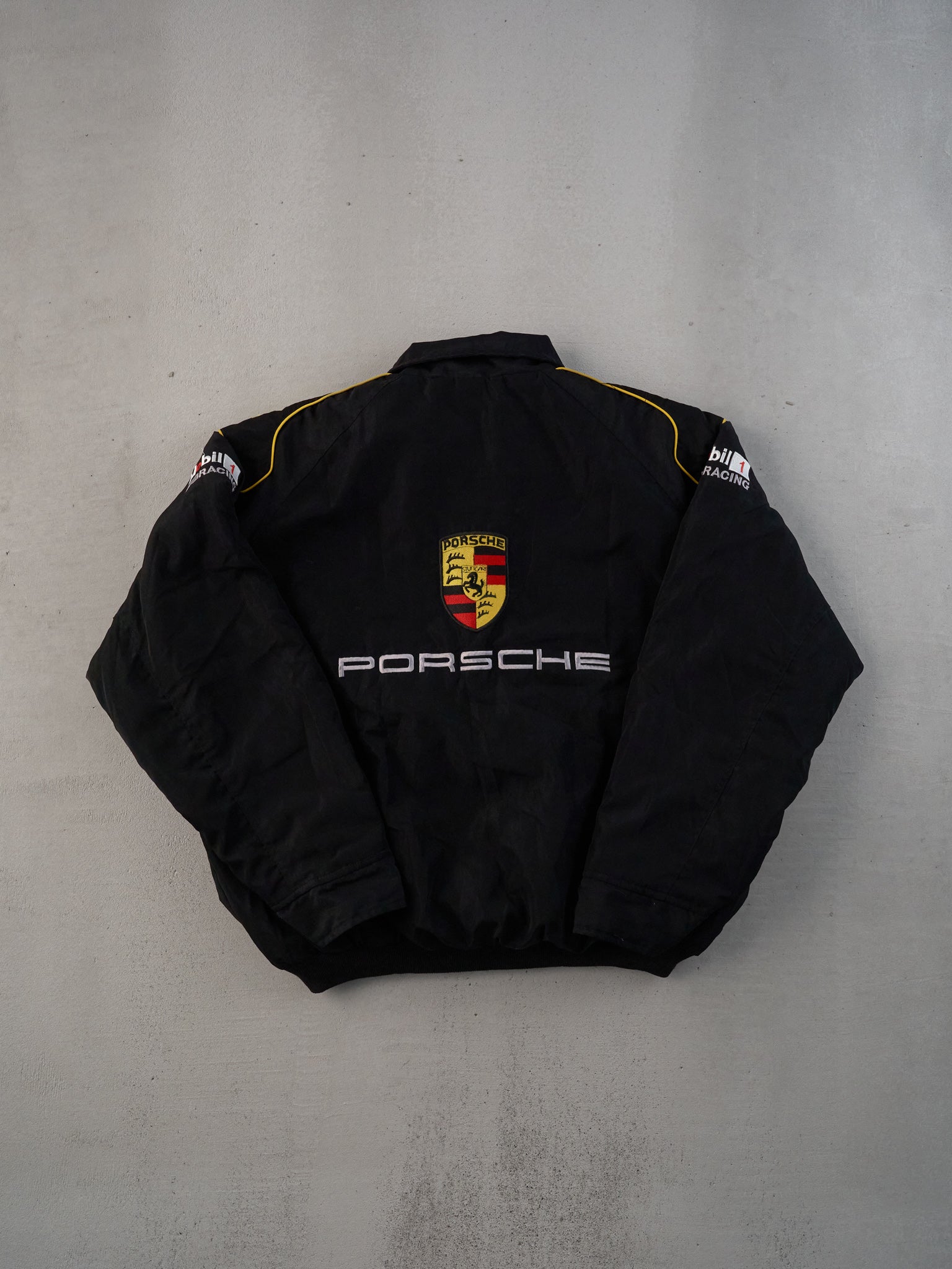 Vintage Black Porsche Racing Jacket (L)
