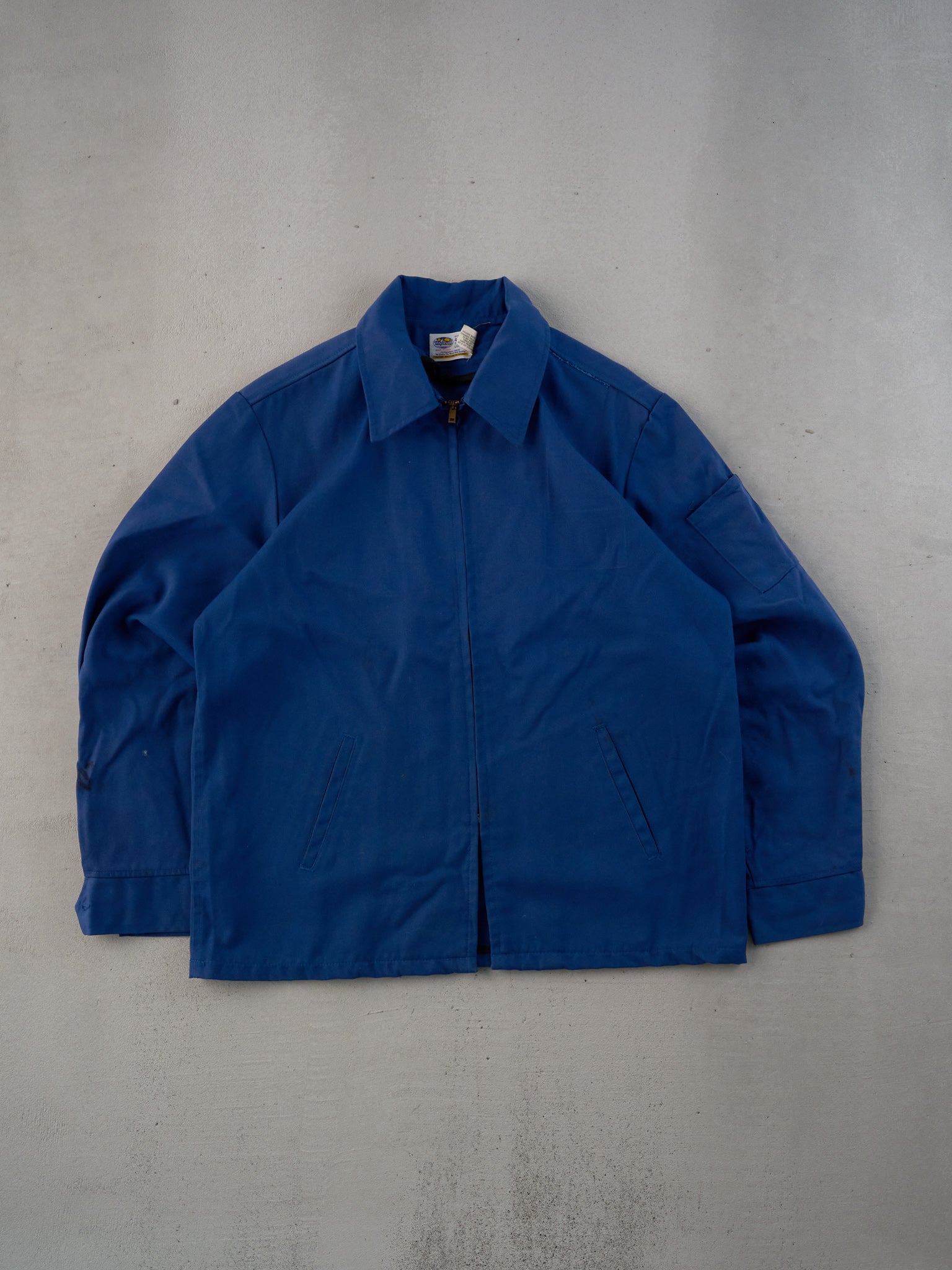 Vintage 90s Royal Blue Workwear Collared Zip Up (L)