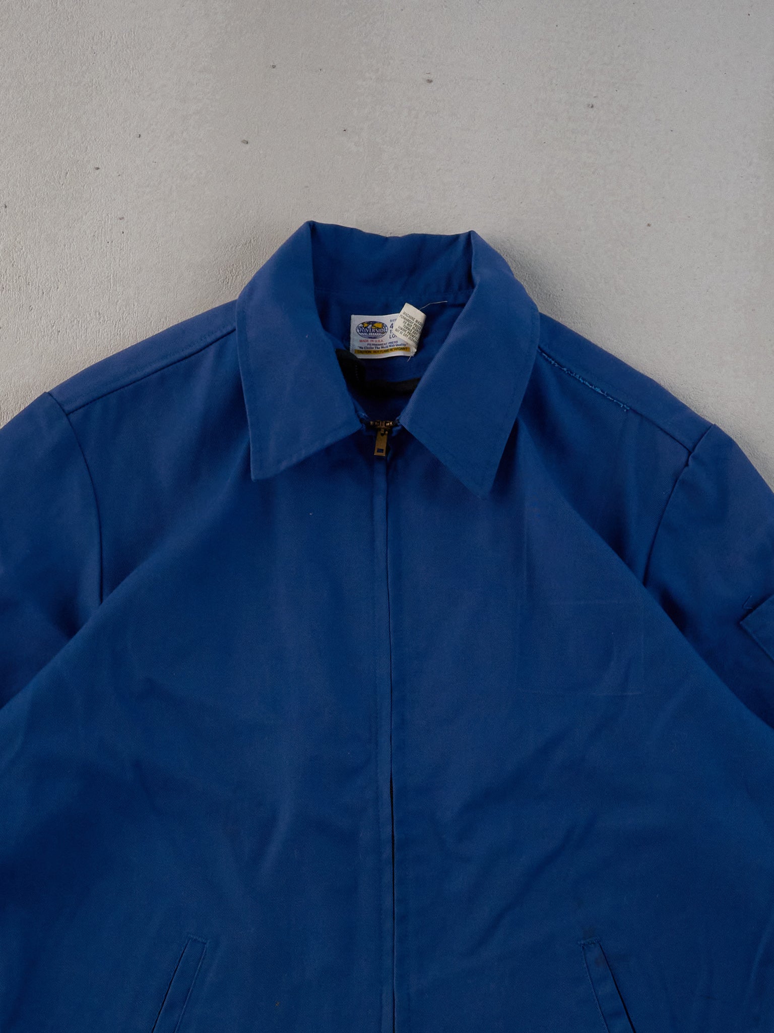 Vintage 90s Royal Blue Workwear Collared Zip Up (L)