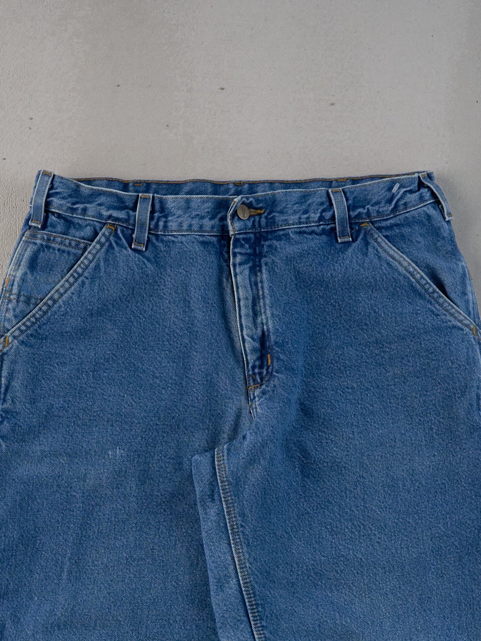 Vintage 90s Blue Carhartt Lined Denim Carpenter Pants (35x28)