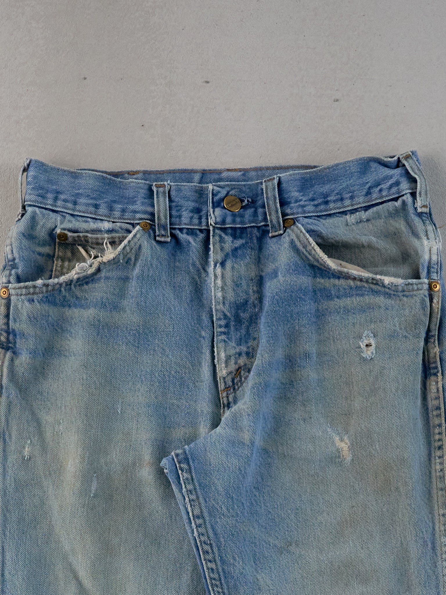 Vintage 80s Blue Carhartt Distressed Workwear Denim Jeans (29x29)