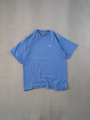 Vintage 90s Powder Blue Nike small Swosh Blank Tee (S)