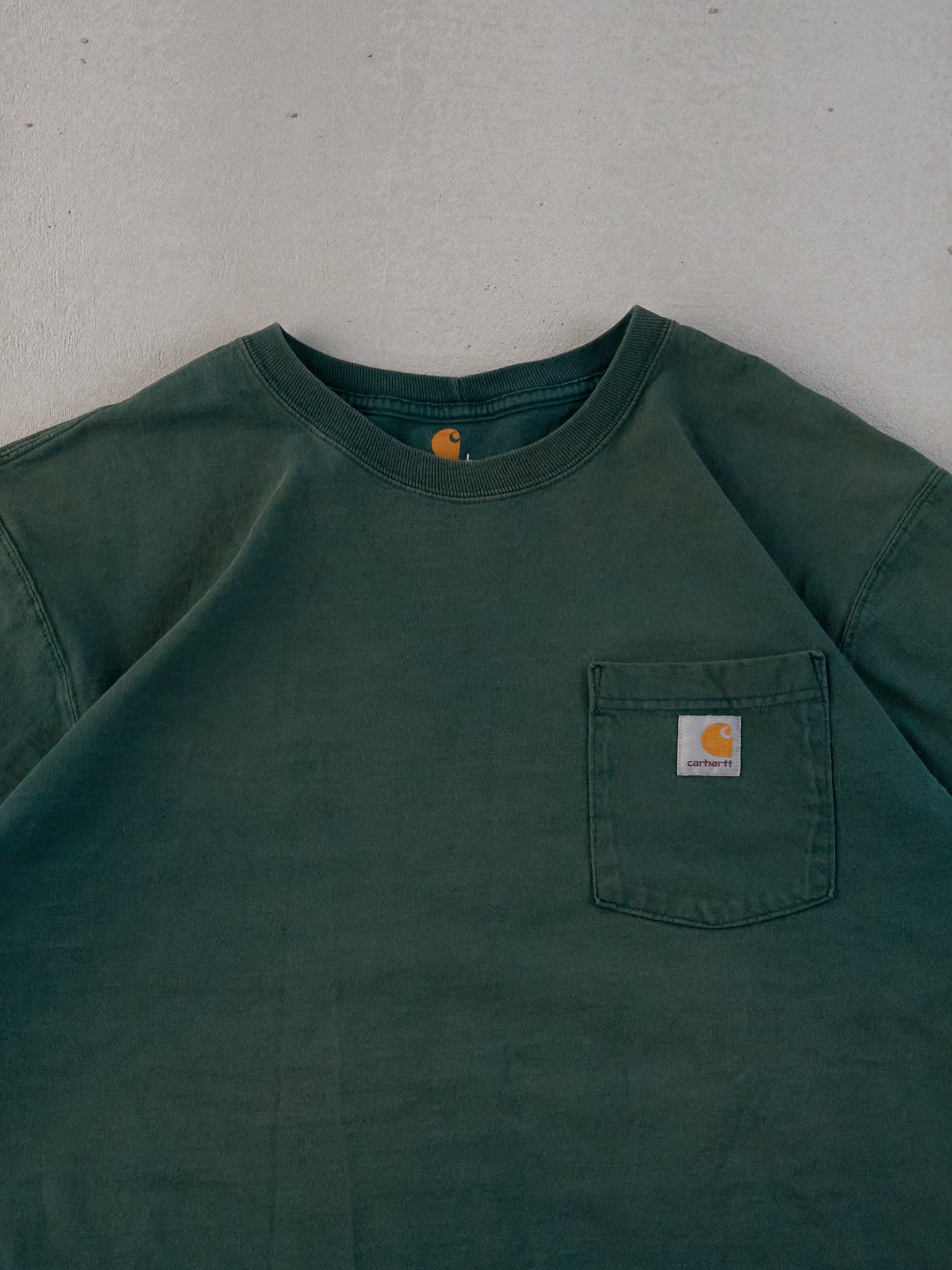 Vintage Y2k Washed Green Carhartt Blank Pocket Tee (L)