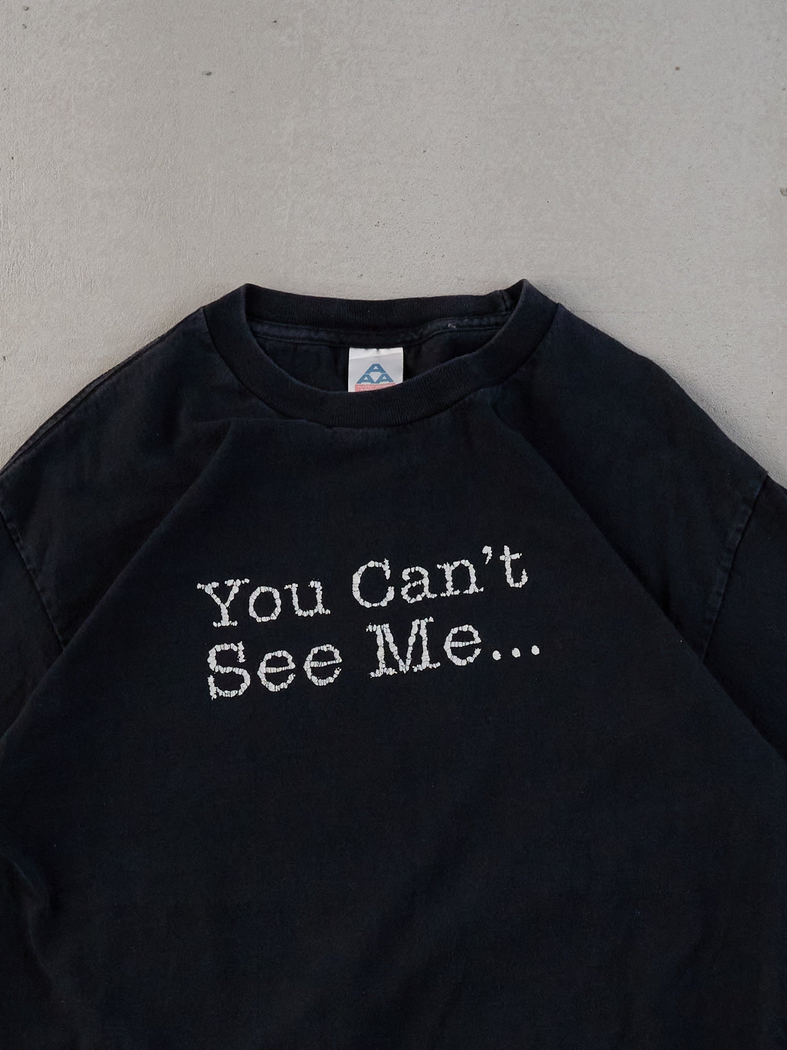 Vintage 90s Washed Black "You Can't See Me..." Tee (S)