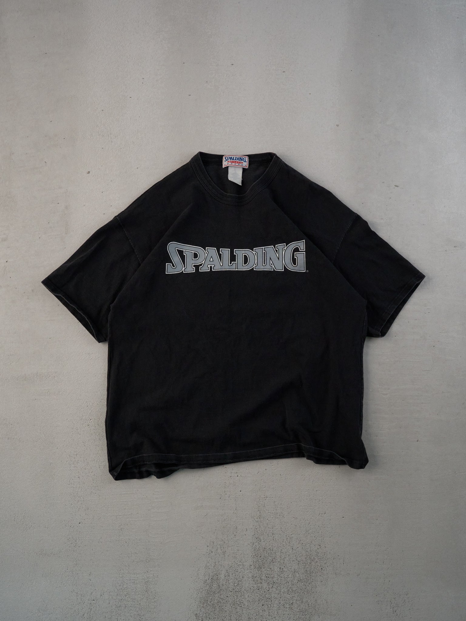 Vintage 90s Washed Black Spalding Graphic Tee (L)