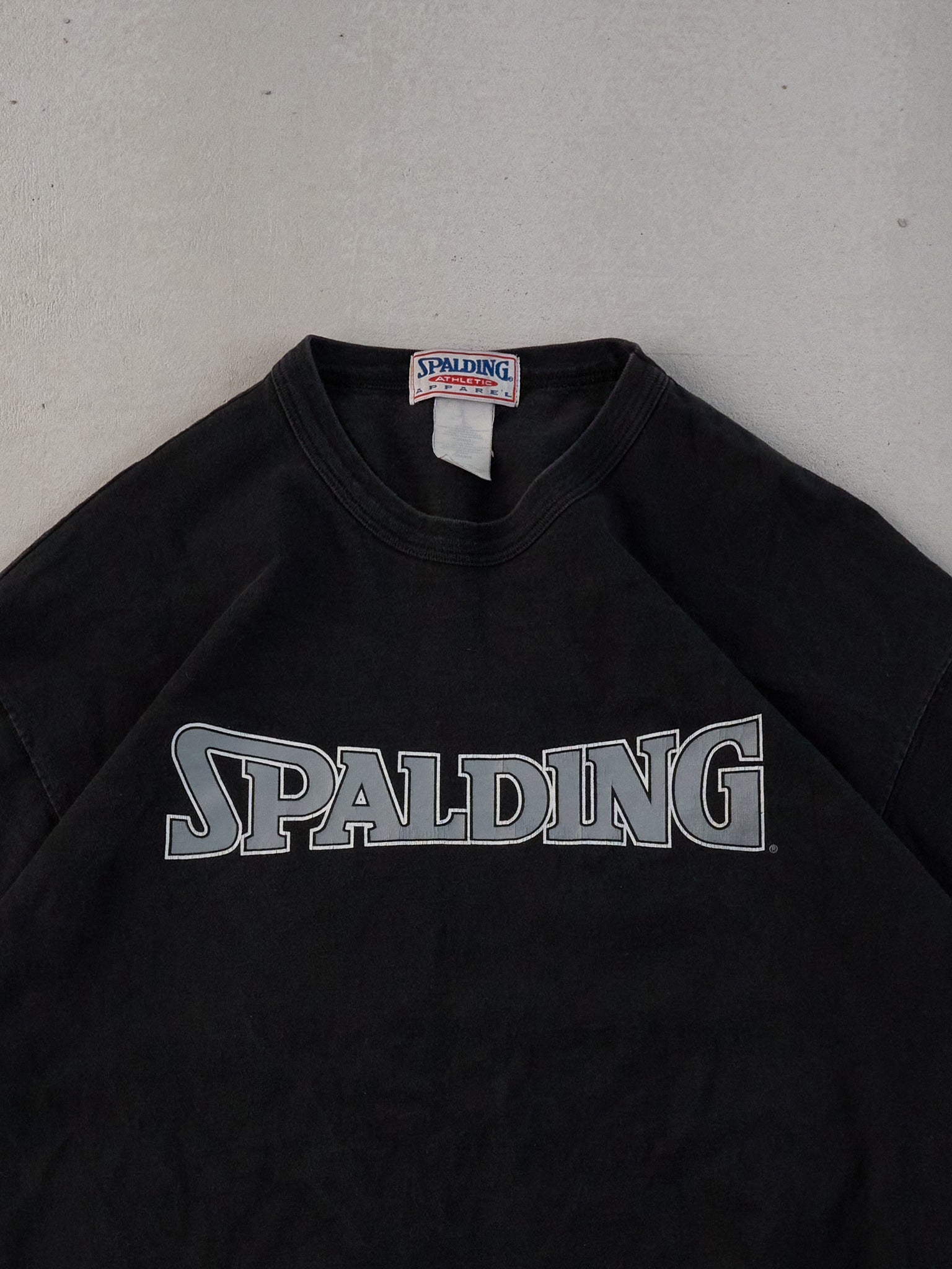 Vintage 90s Washed Black Spalding Graphic Tee (L)