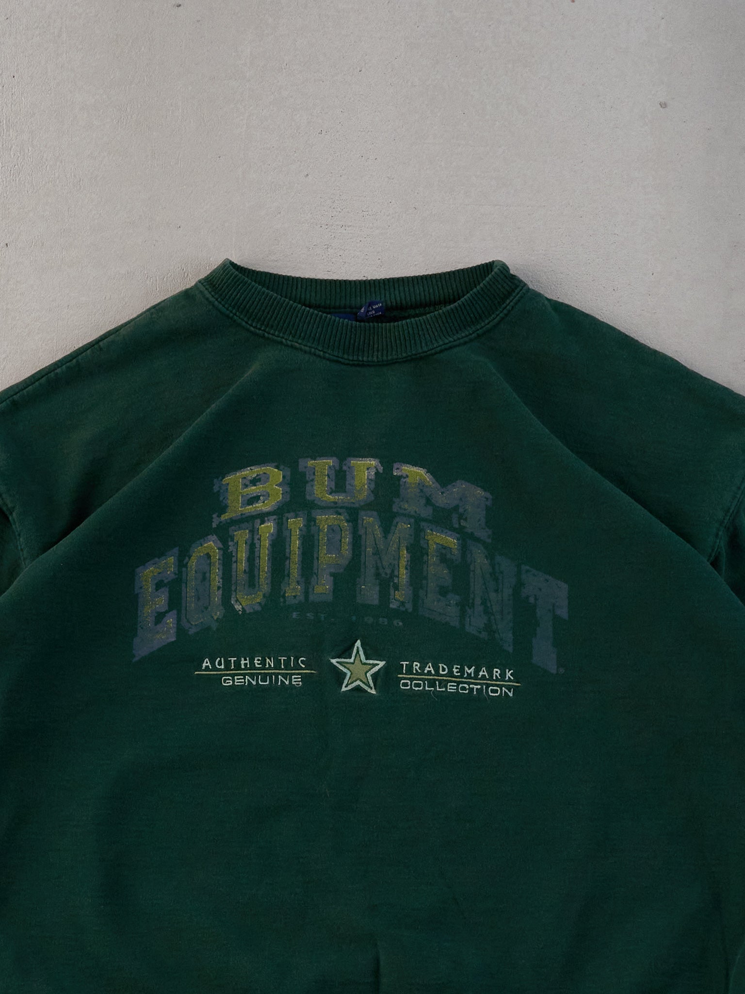Vintage 90s Faded Green BUM Equipment Boxy Crewneck (L)