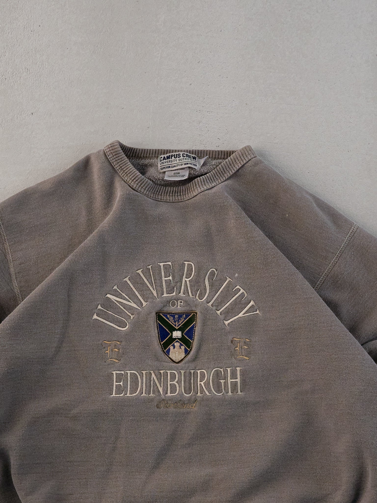 Vintage 90 Washed Brown University Edinburgh Crewneck (M)