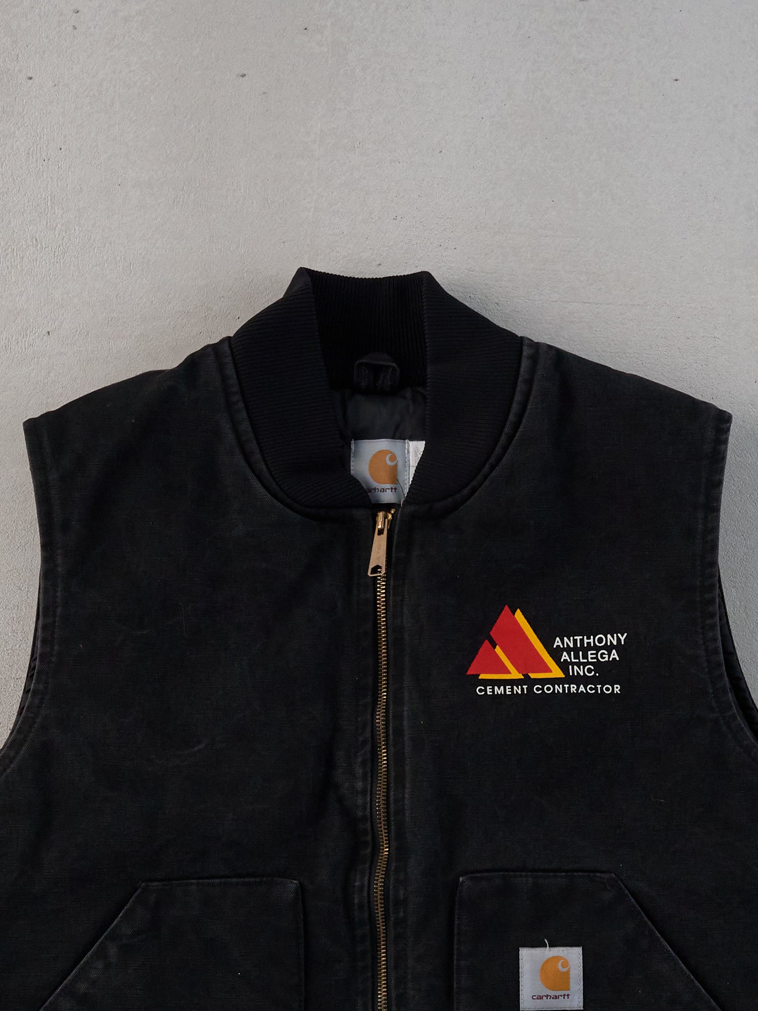 Vintage 90s Black Carhartt X Anthony Allega Cement Co Vest (L)