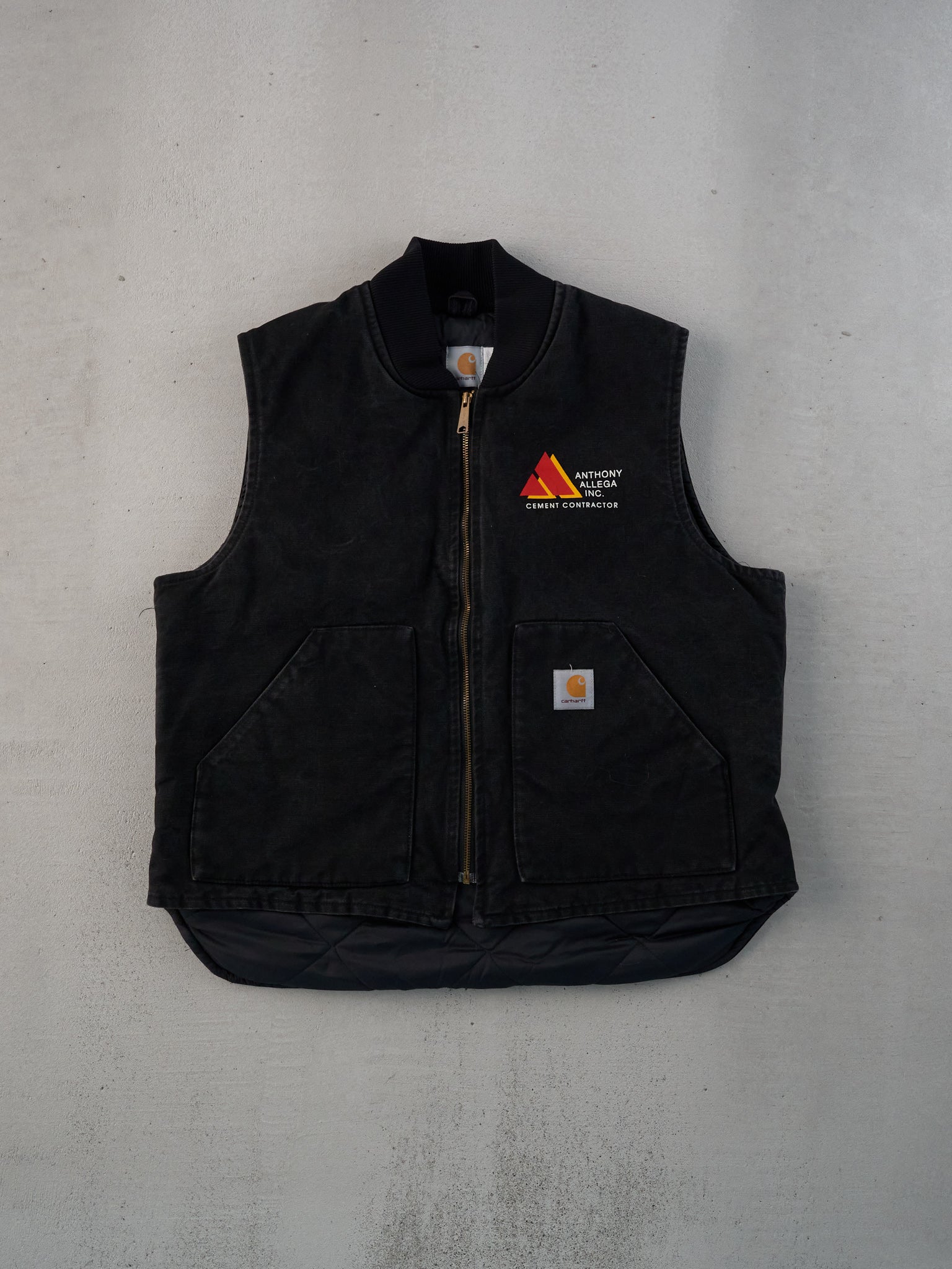 Vintage 90s Black Carhartt X Anthony Allega Cement Co Vest (L)