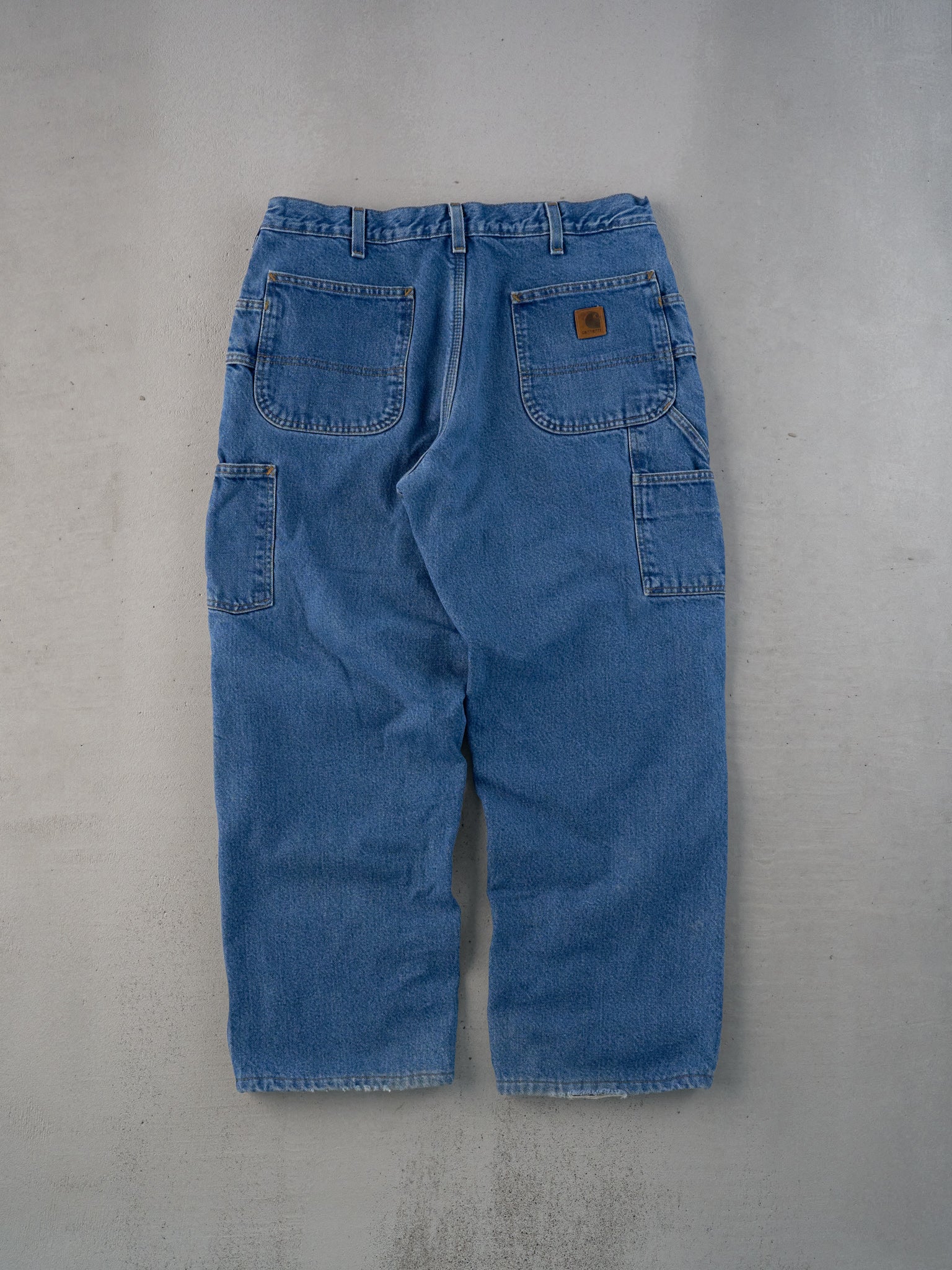 Vintage 90s Blue Carhartt Lined Denim Carpenter Pants (35x28)