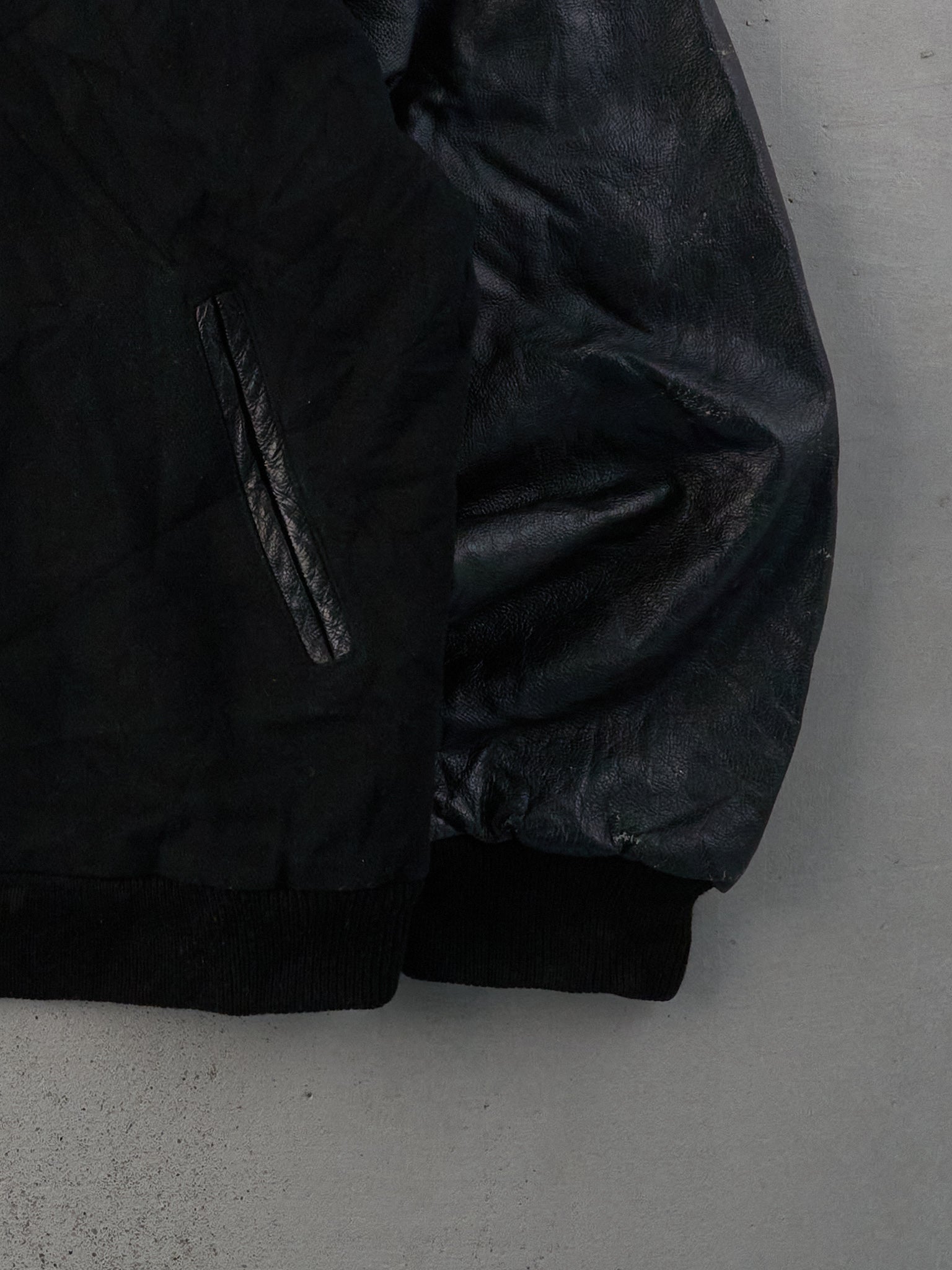 Vintage 90s Black Harley Davidson X Miller Lite Varsity Leather Jacket (L)