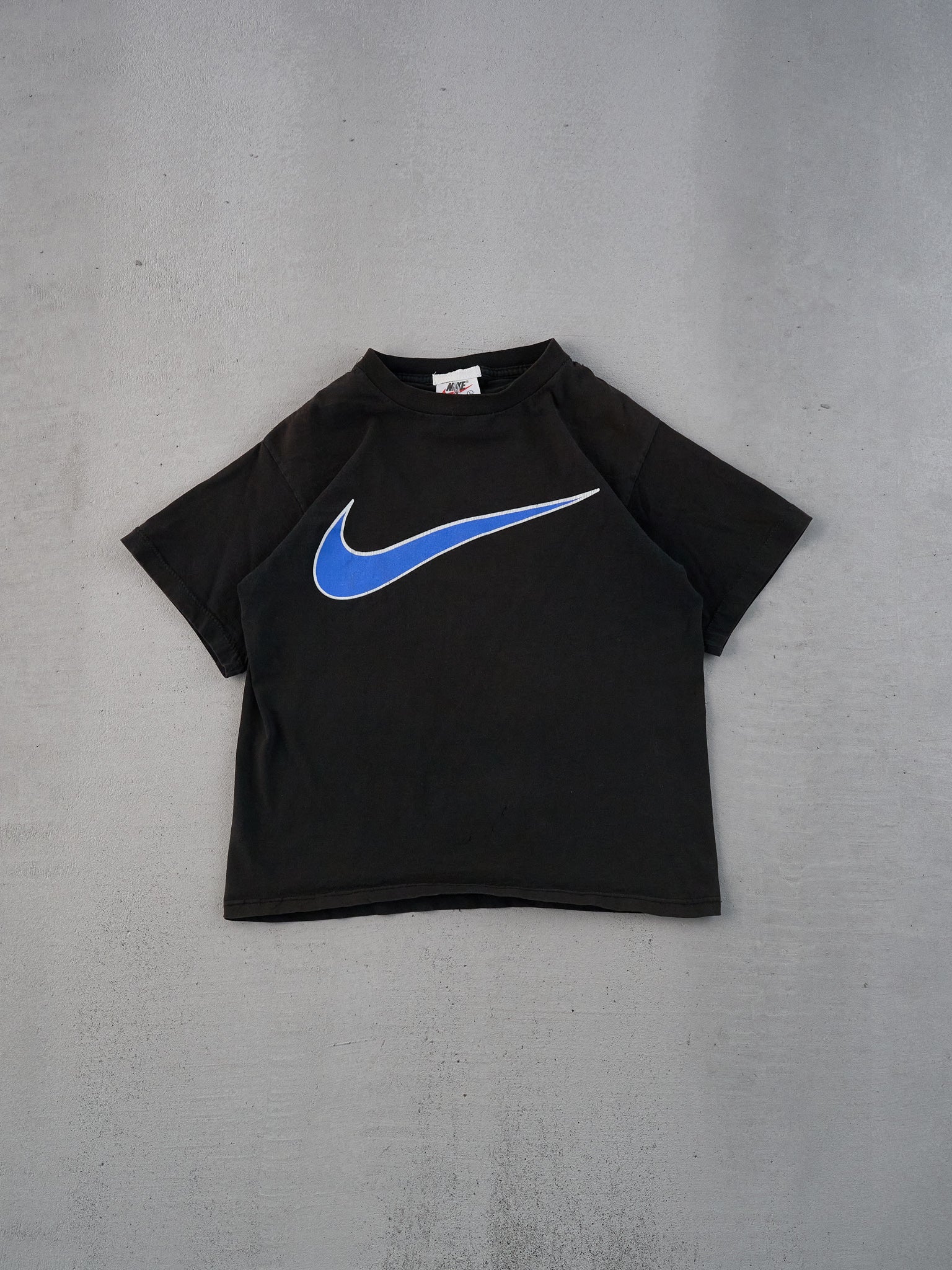 Vintage 90s Black and Blue Nike Swoosh Graphic Tee (S)