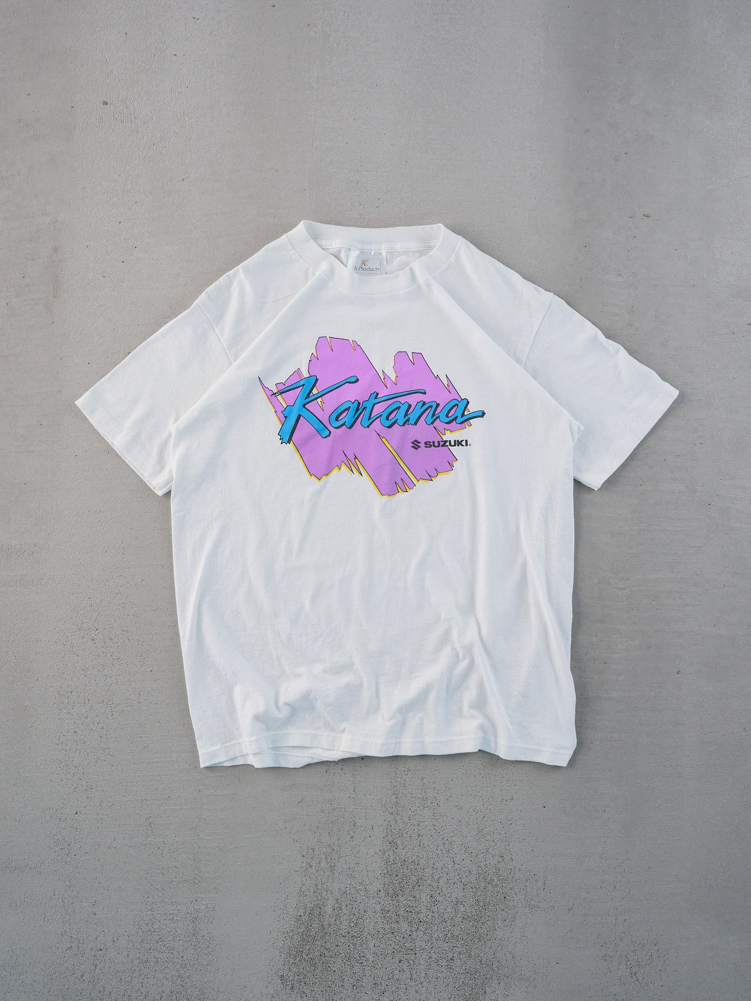 Vintage 90s White Single Stitched Katana Suzuki Graphic Tee (M)