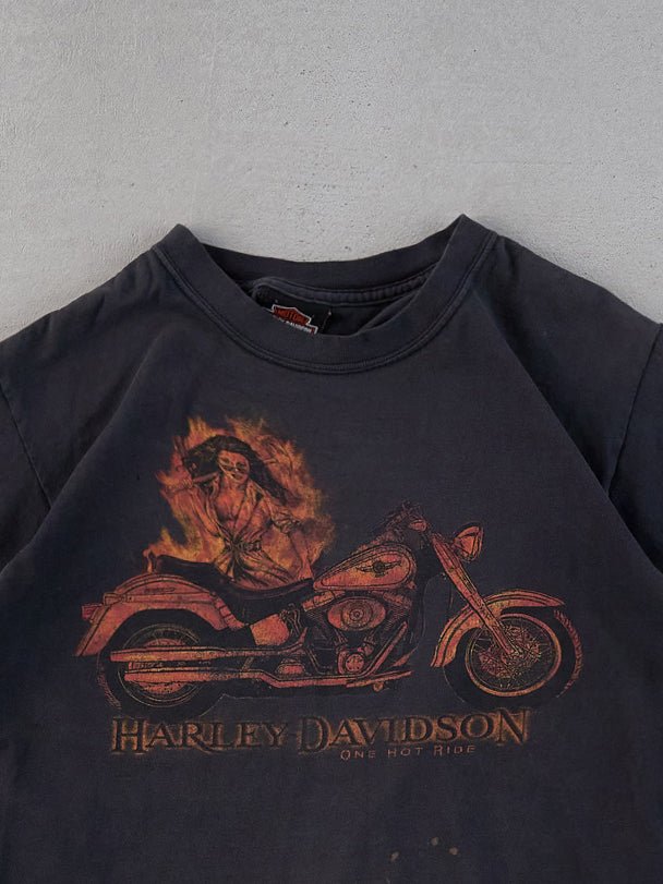 Vintage 07' Washed Black Harley Davidson North Carolina Graphic Tee (XS)