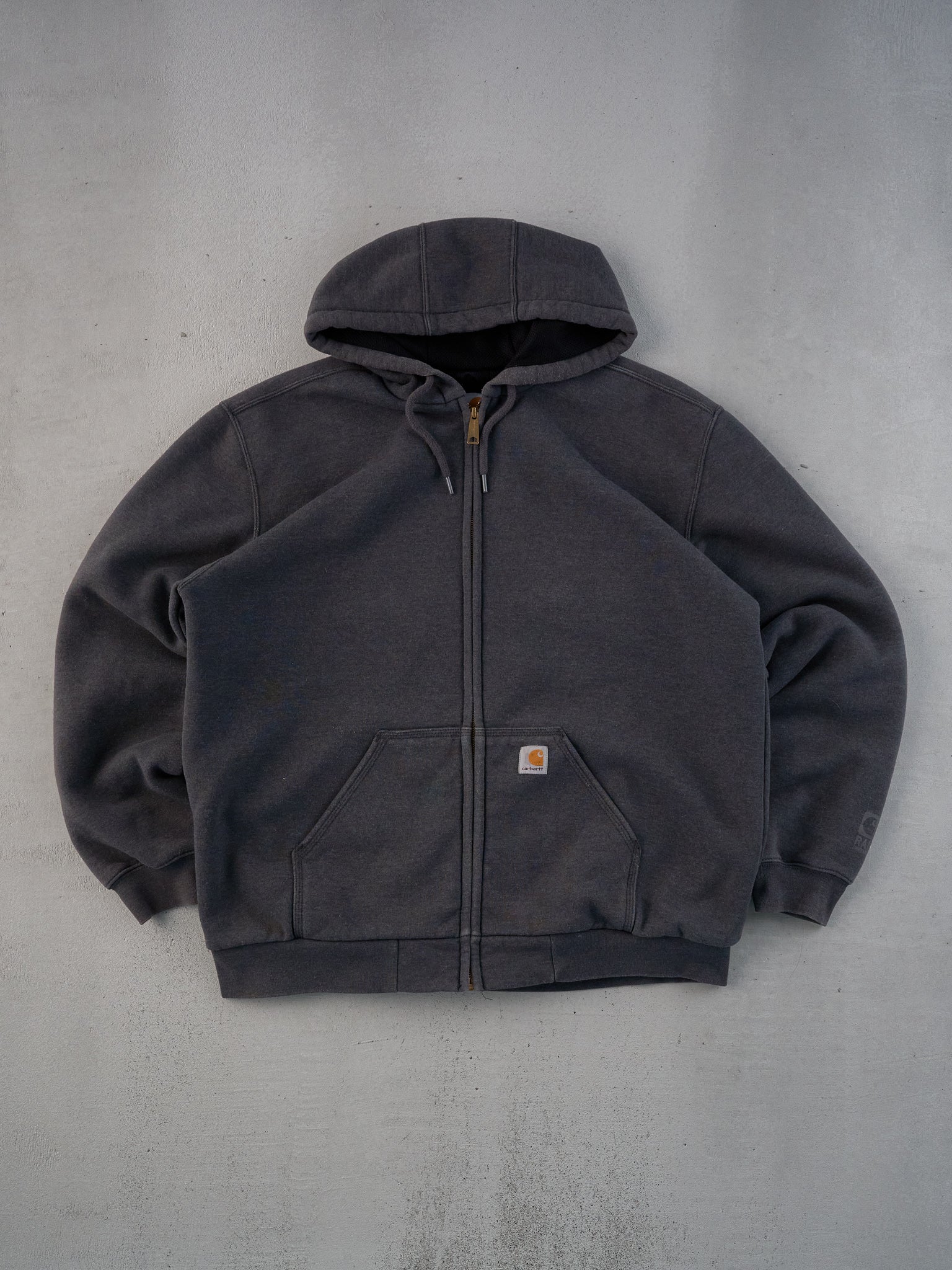 Vintage Y2k Dark Grey Carhartt Workwear Rain Defender Hooded Zip Up (L/XL)