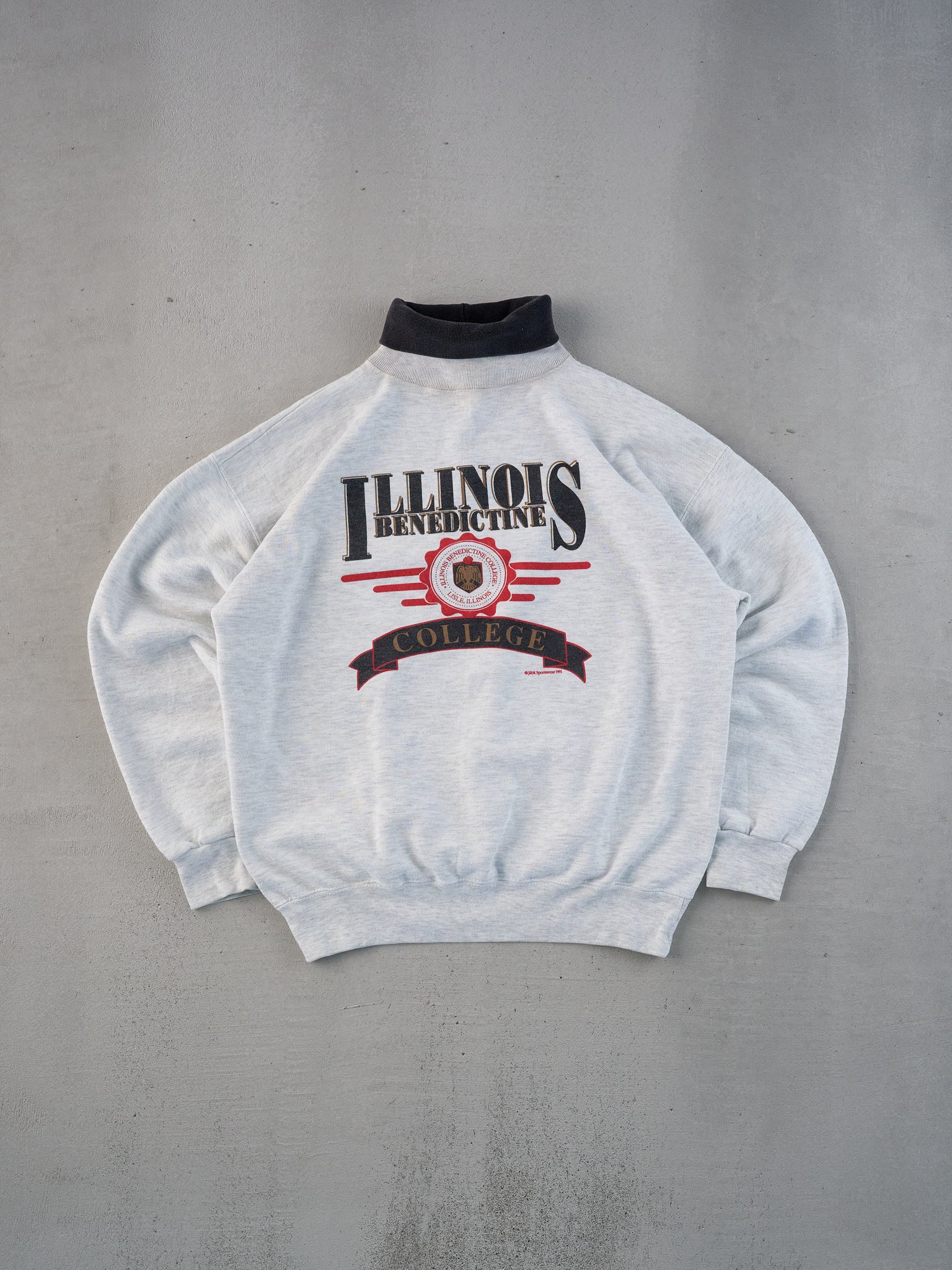Vintage 91' Grey Illinois College Turtleneck (L)