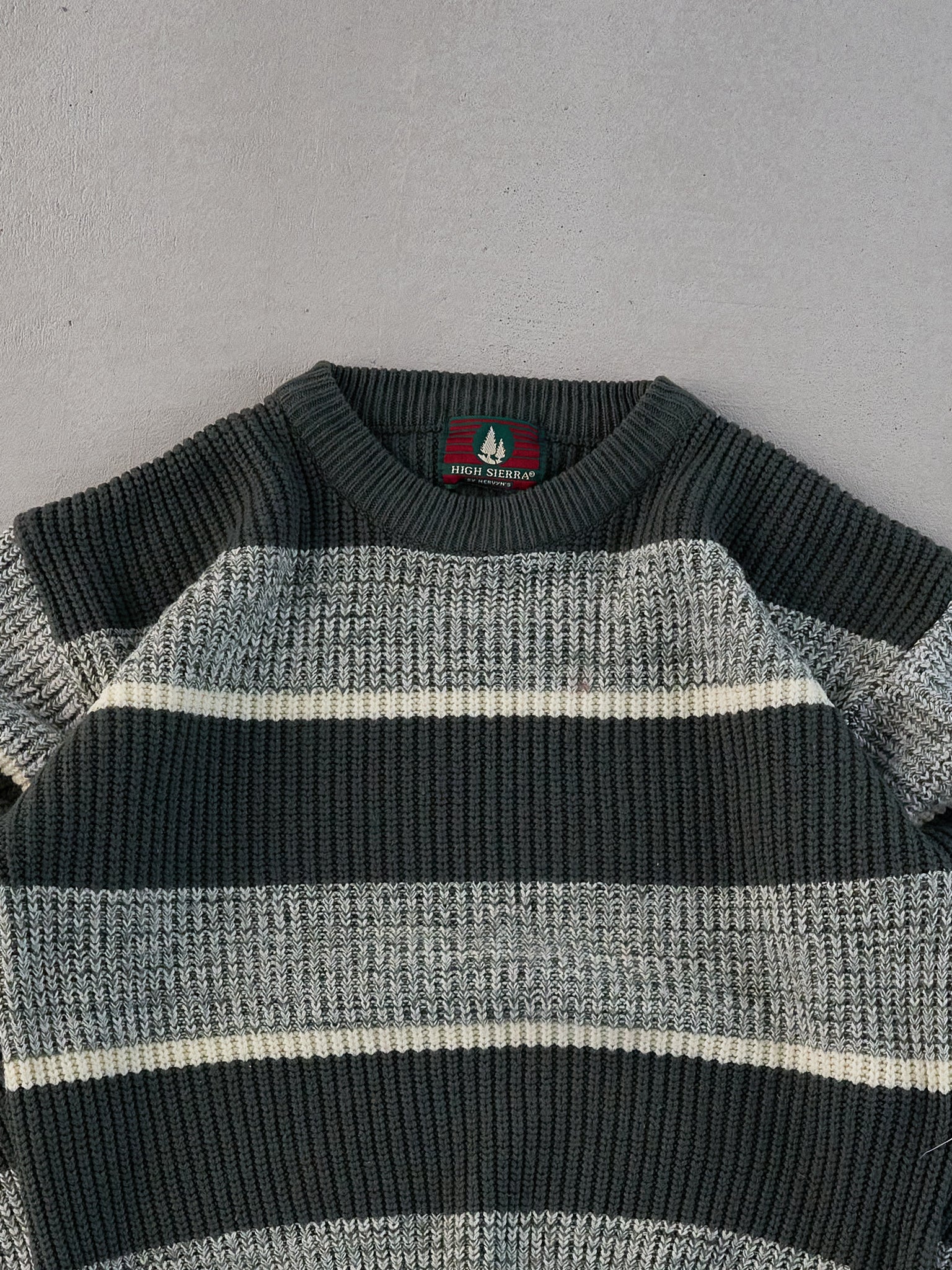 Vintage 80s Grey Striped High Sierra Knit Sweater (M)