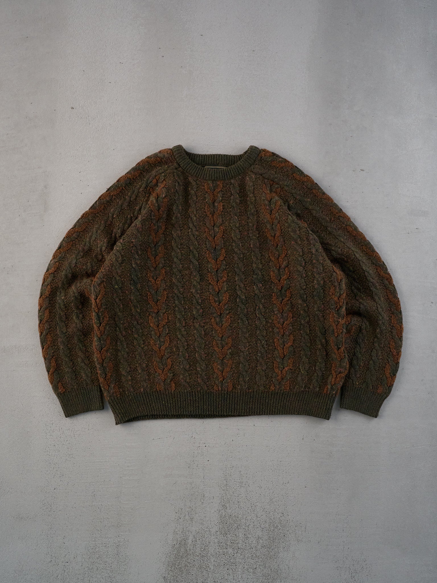 Vintage 80s Brown Croft And Barrow Patterned Knit Sweater (L)