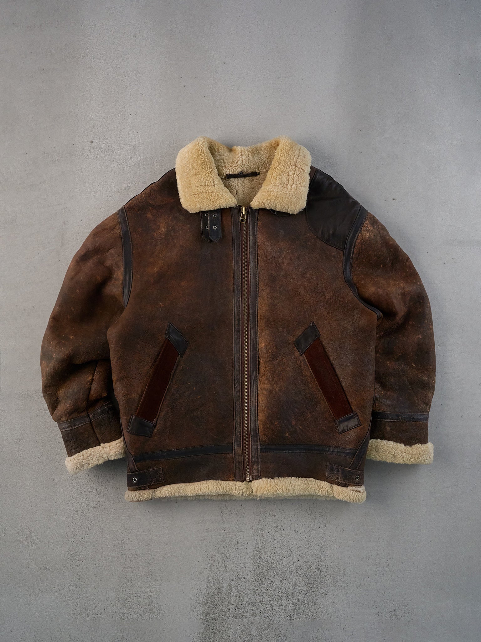 Vintage 70s Brown Shearling Collared Sherpa Jacket (L)