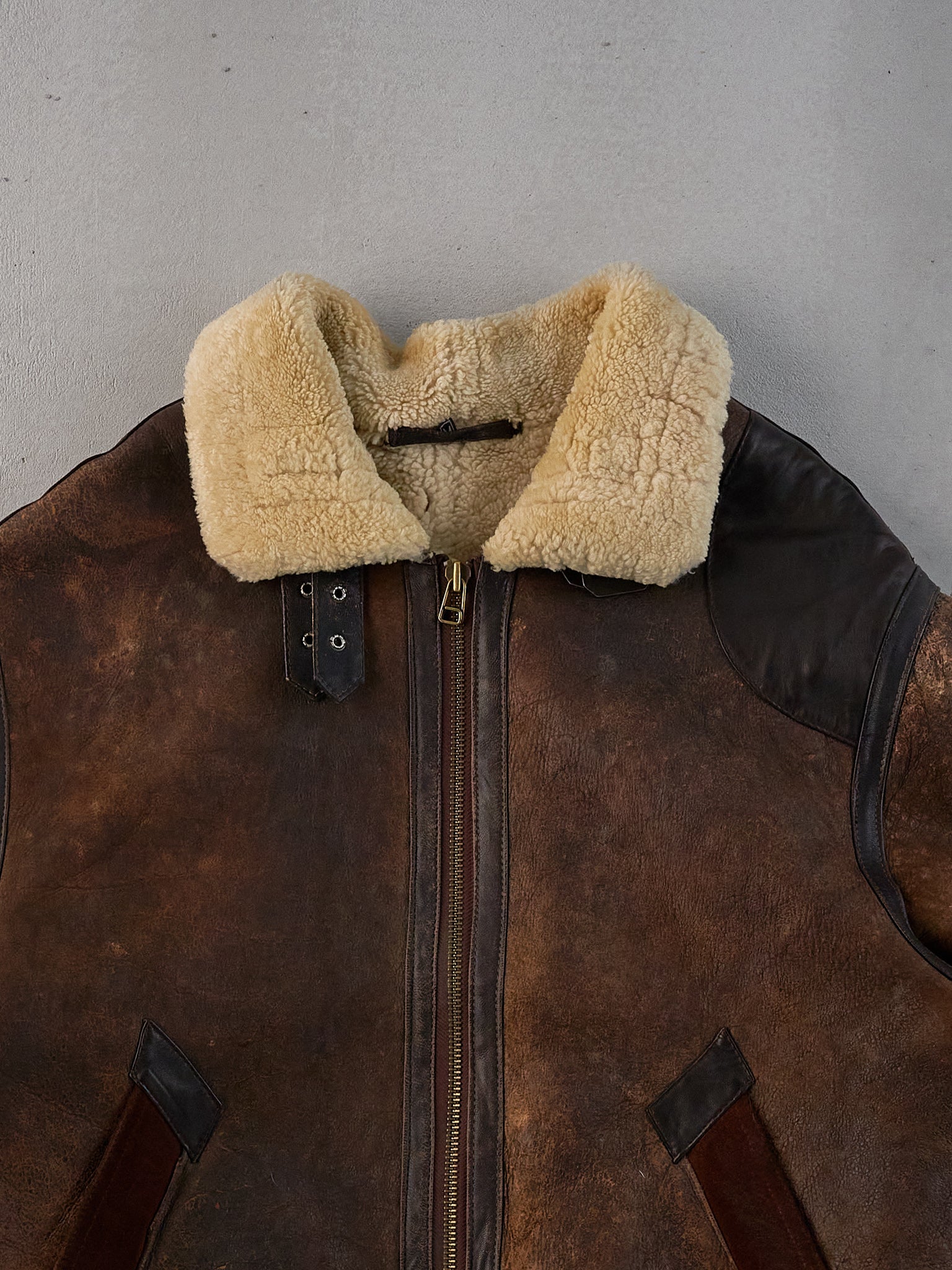 Vintage 70s Brown Shearling Collared Sherpa Jacket (L)